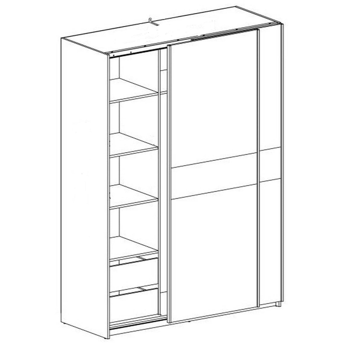 Dulap LIMA S1, alb/stejar sonoma, PAL laminat, cu 2 usi, 153x58x210 cm