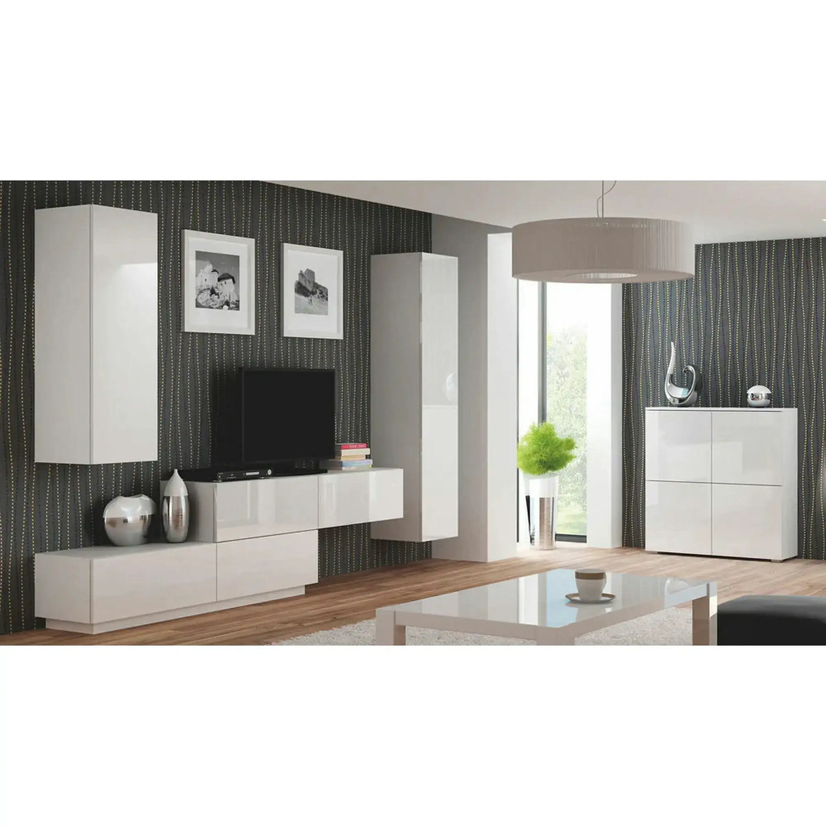 Dulap LIVO KM100, alb, cu 4 usi, 100x29x100 cm