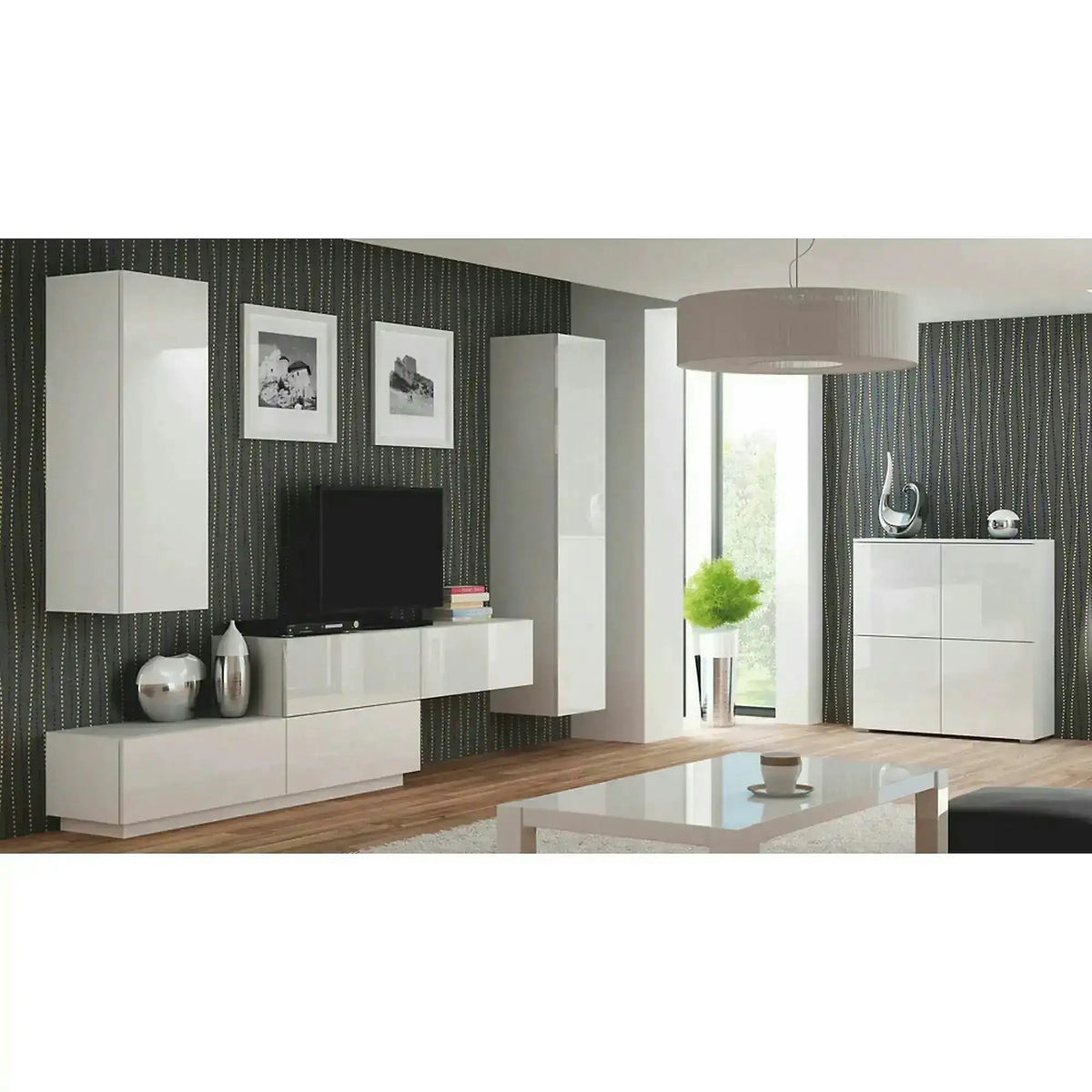Dulap LIVO KM100, alb, cu 4 usi, 100x29x100 cm