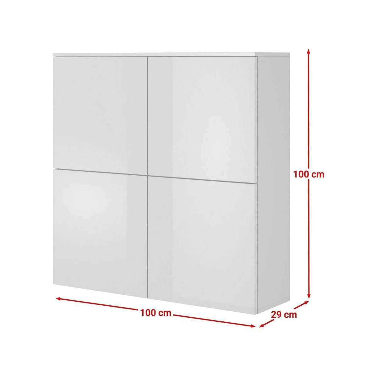 Dulap LIVO KM100, alb, cu 4 usi, 100x29x100 cm