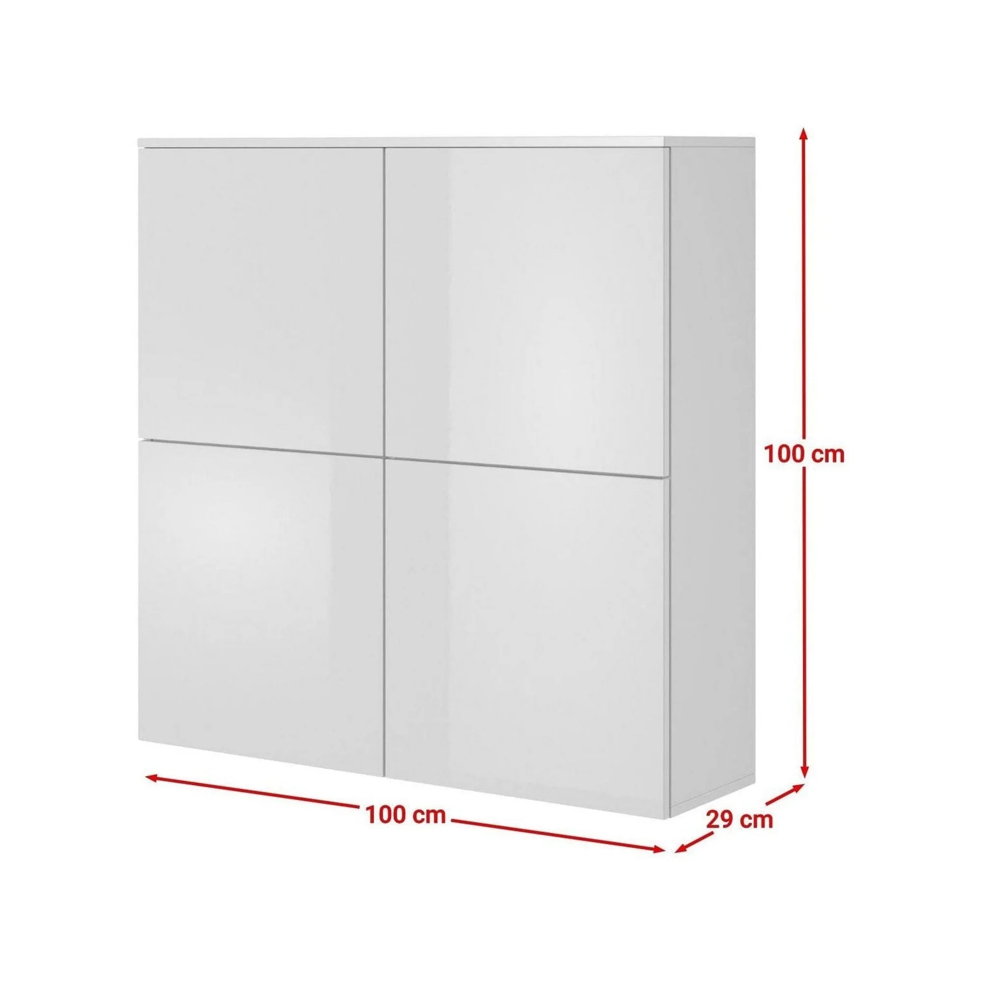 Dulap LIVO KM100, alb, cu 4 usi, 100x29x100 cm