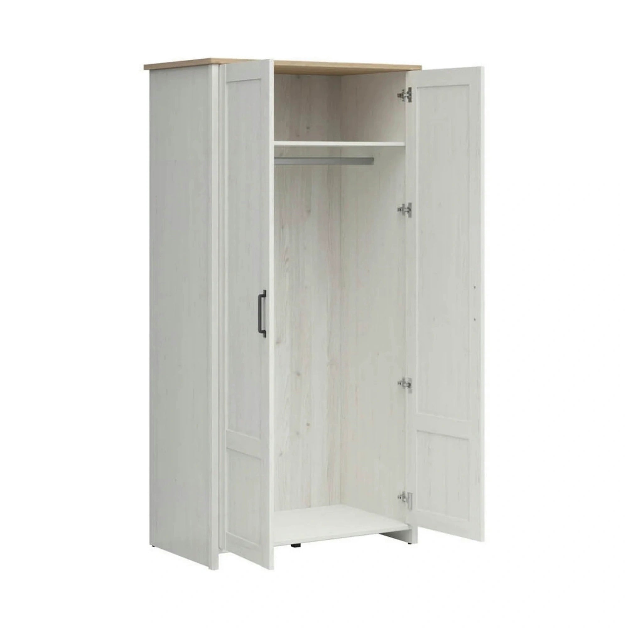 Dulap LOKSA, alb/stejar, PAL laminat, cu 2 usi, 102x57x201 cm