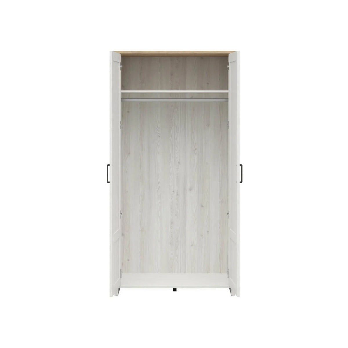 Dulap LOKSA, alb/stejar, PAL laminat, cu 2 usi, 102x57x201 cm