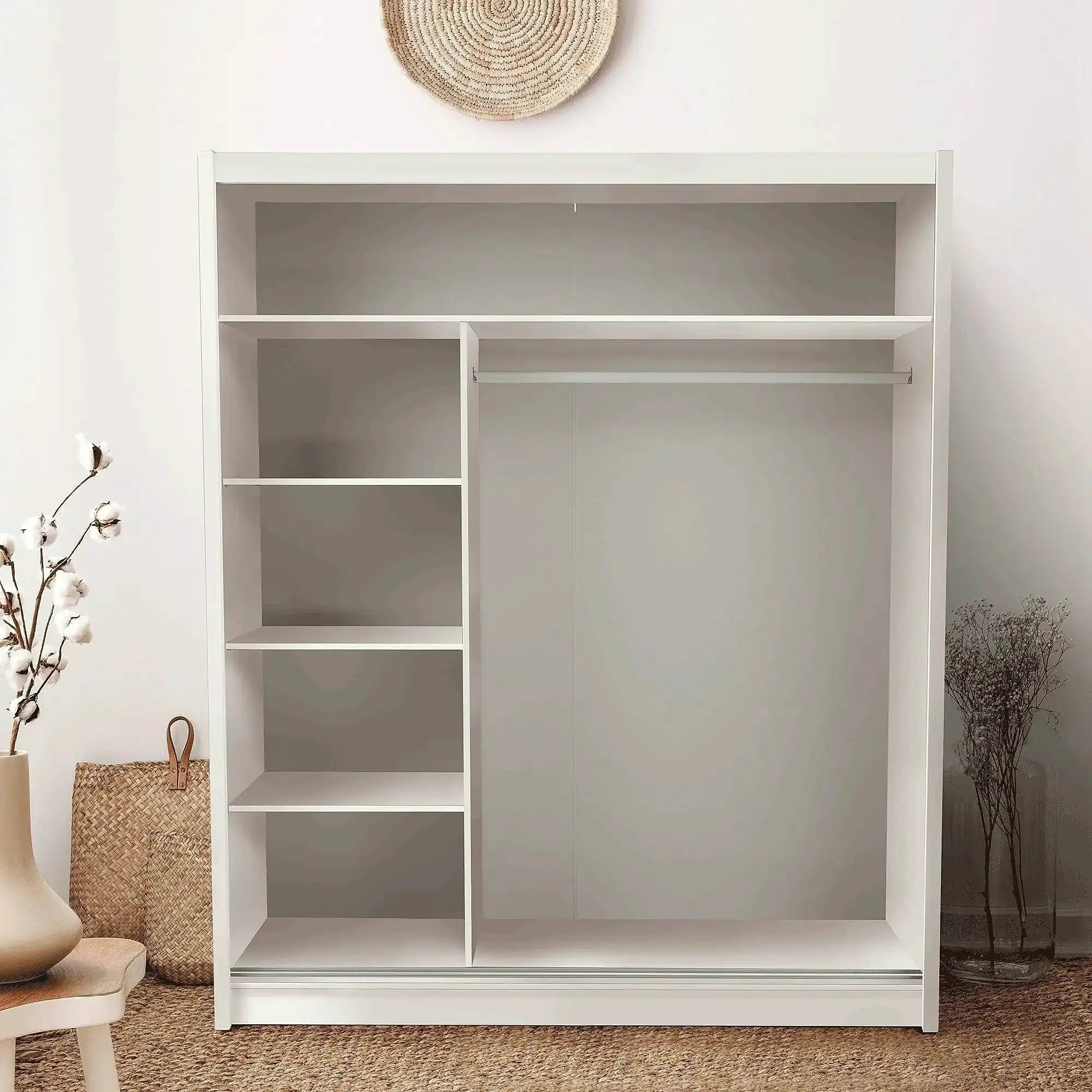 Dulap LOW, alb, DTD laminat, cu 2 usi, 180x61x215 cm