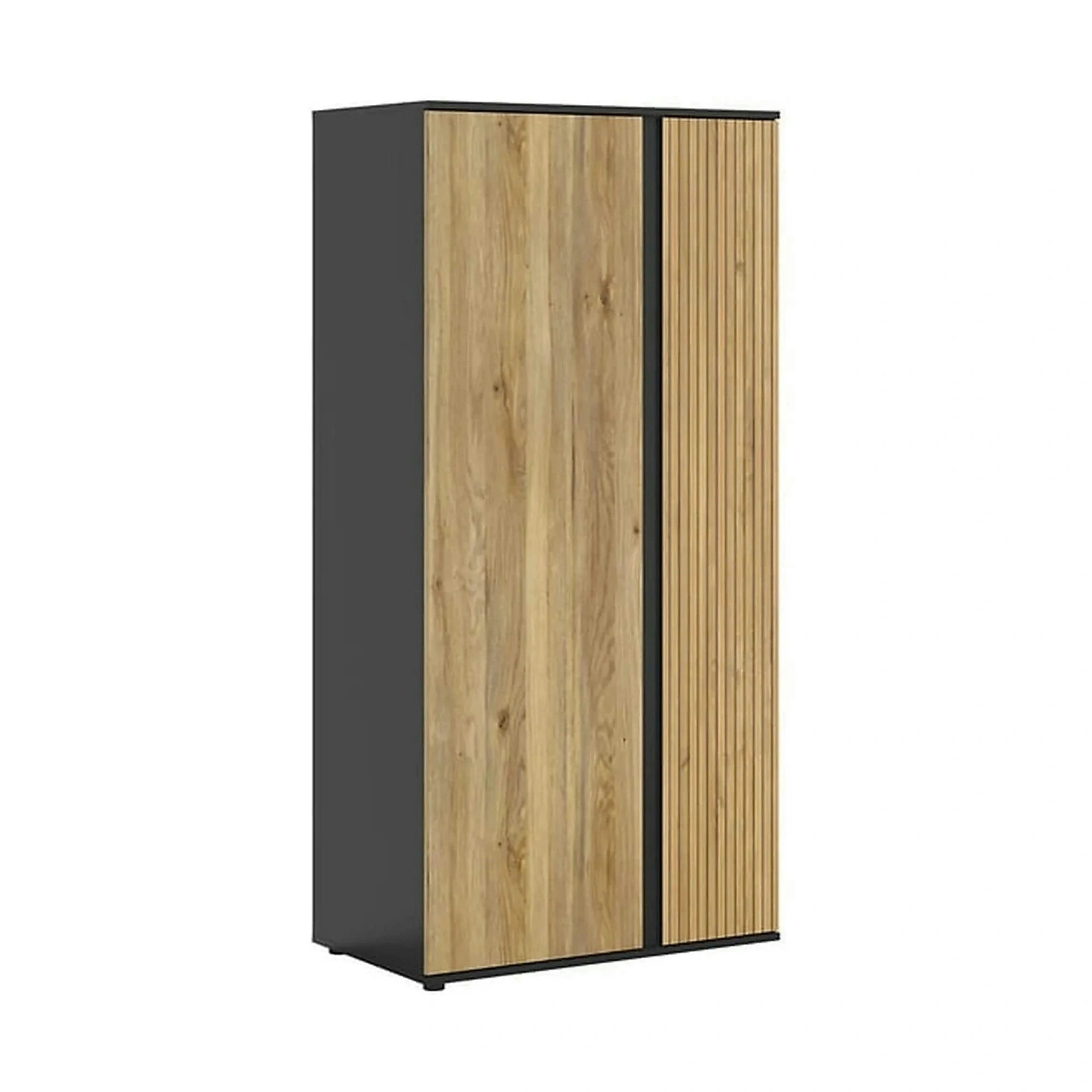 Dulap LUEN, stejar/negru, PAL laminat, cu 2 usi, 95x55x196 cm