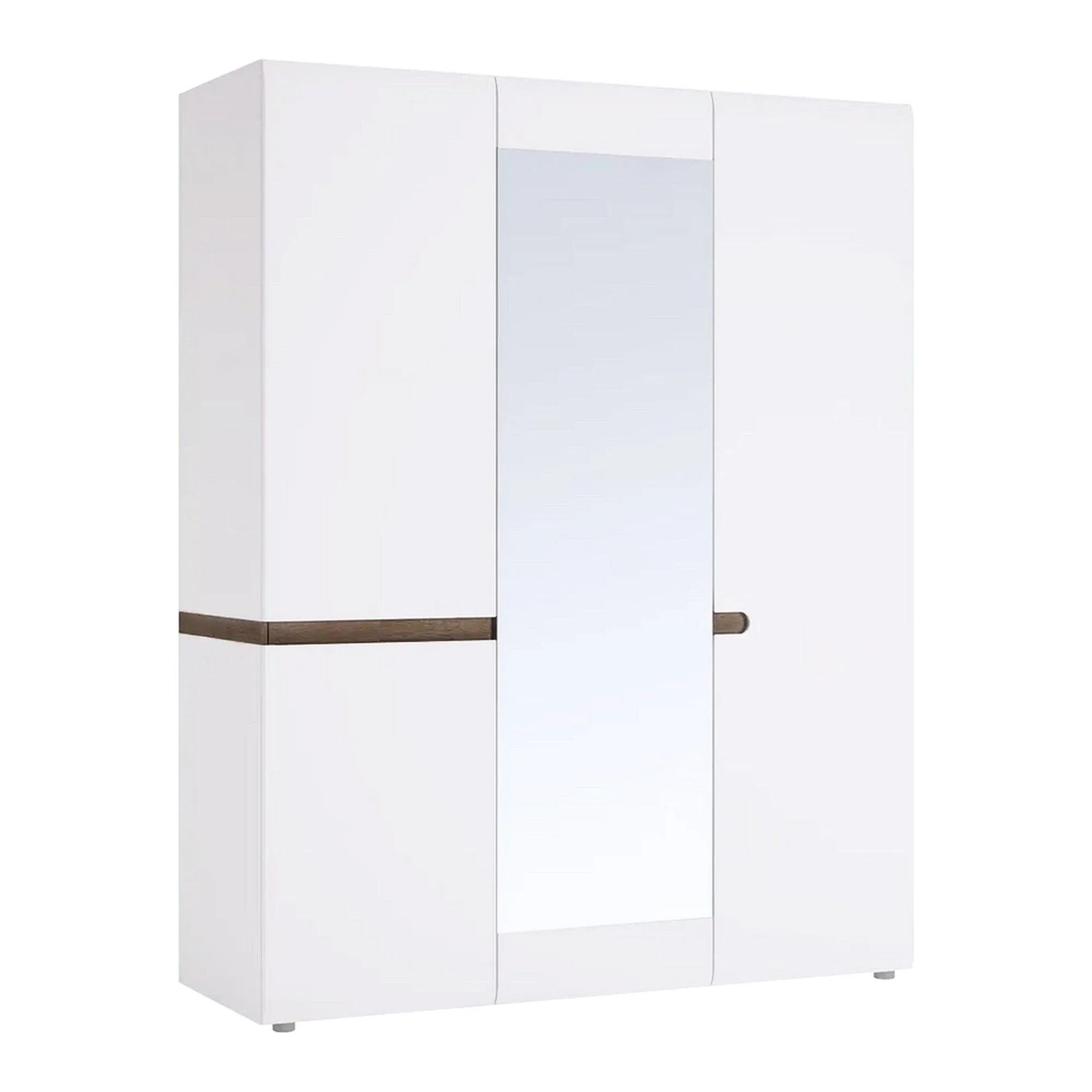 Dulap LYNATET TYP 22, alb lucios/stejar sonoma, PAL laminat, cu 3 usi, 164x59x209 cm