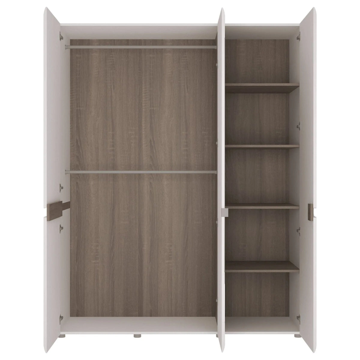 Dulap LYNATET TYP 22, alb lucios/stejar sonoma, PAL laminat, cu 3 usi, 164x59x209 cm