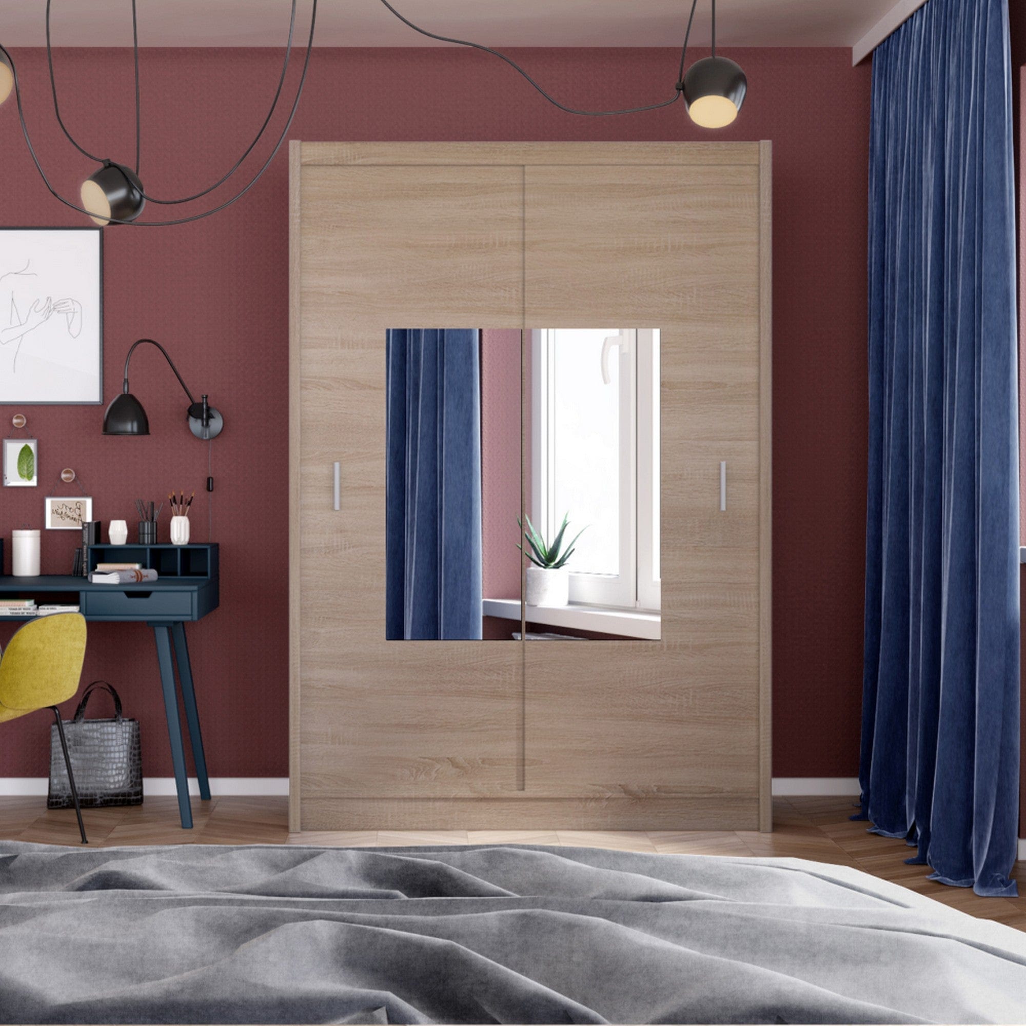 Dulap MADRYT, stejar sonoma, PAL melaminat, cu 2 usi, 150x61x215 cm