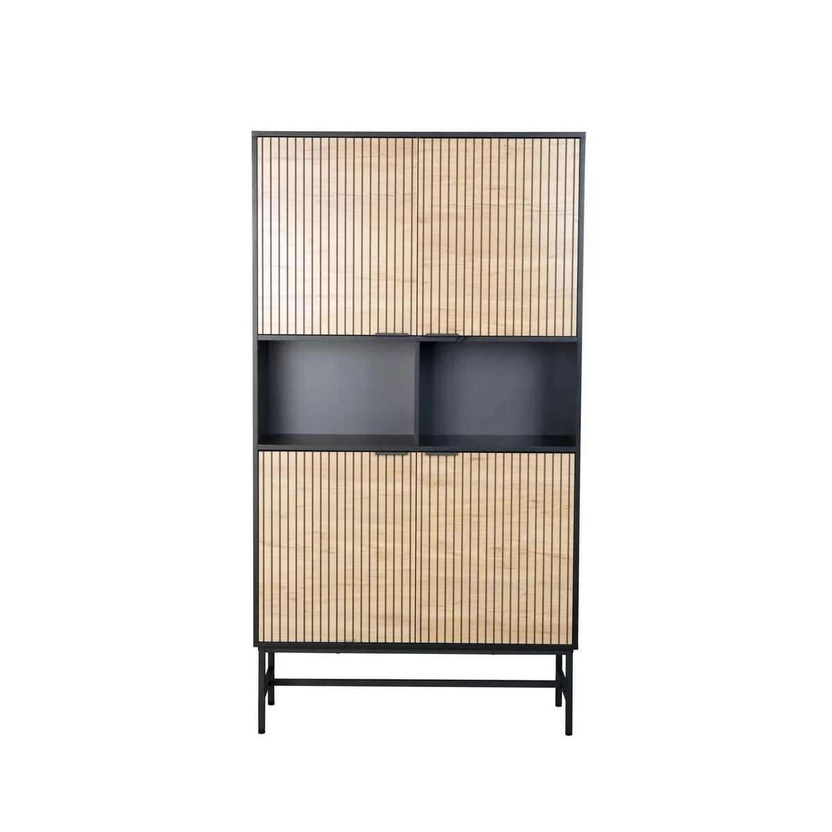 Dulap MAGO R1, stejar/negru mat, PAL, cu 4 usi, 100x40x184 cm