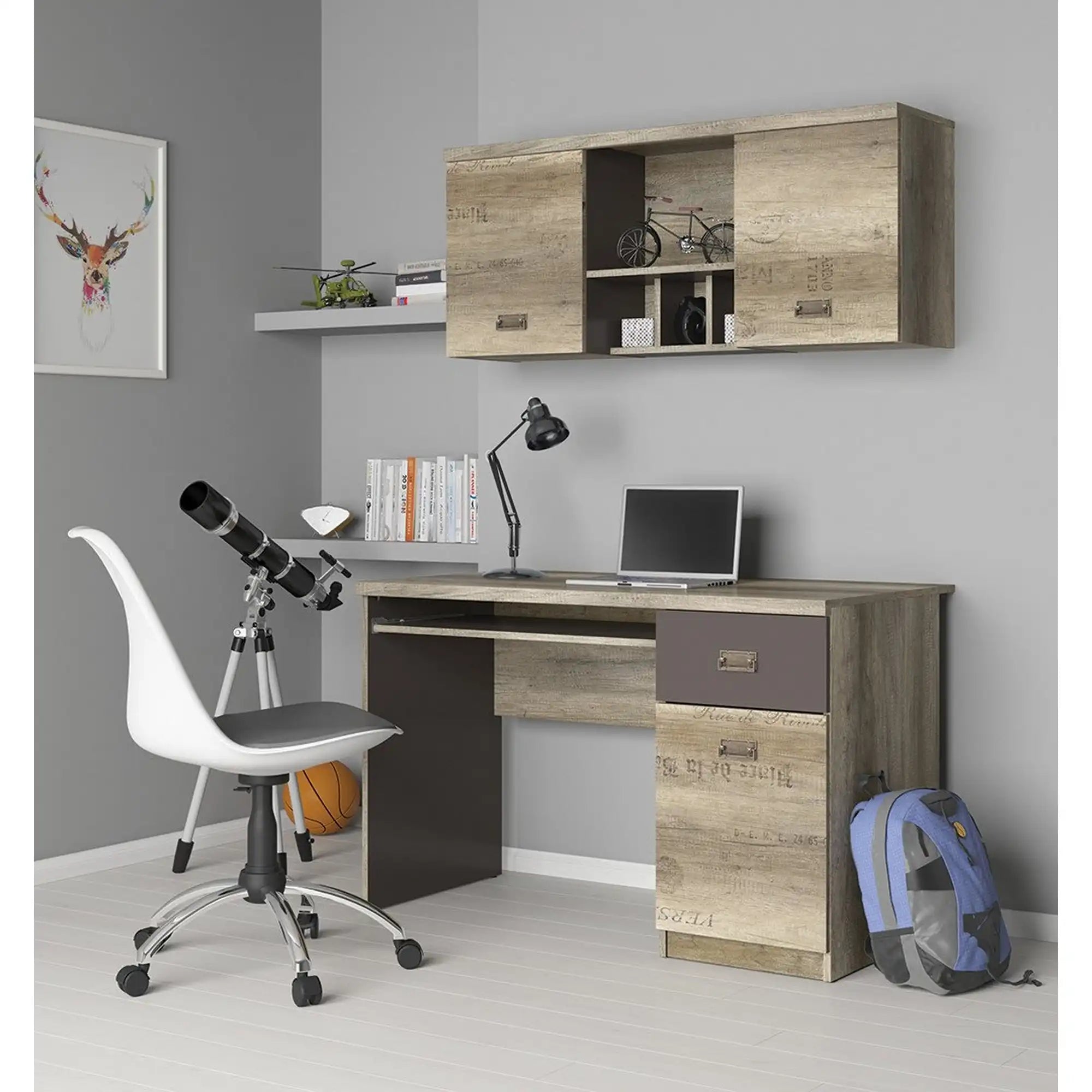 Dulap MALCOLM, stejar canyon, PAL, cu 2 usi, 120x31x51 cm