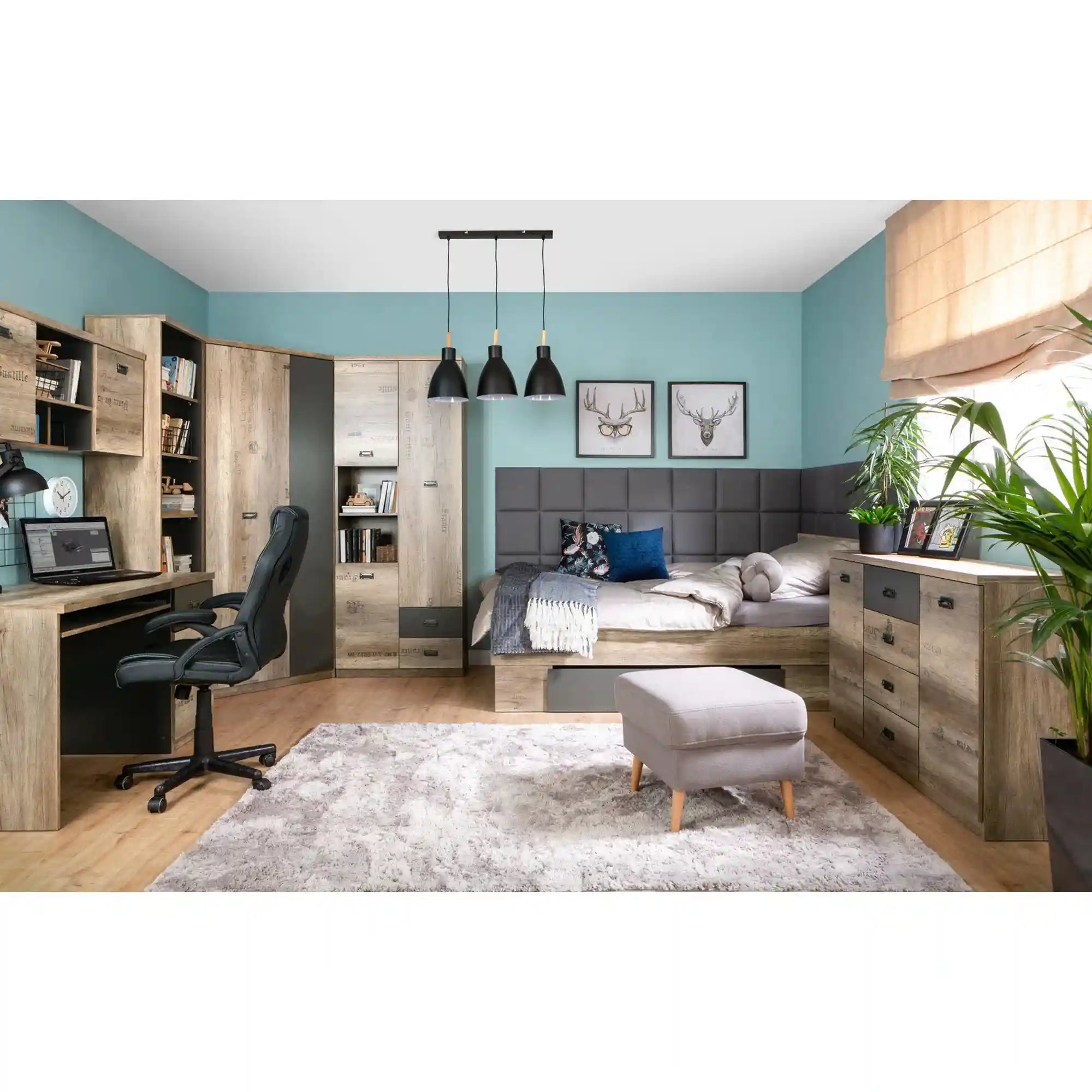 Dulap MALCOLM, stejar canyon, PAL, cu 2 usi, 120x31x51 cm