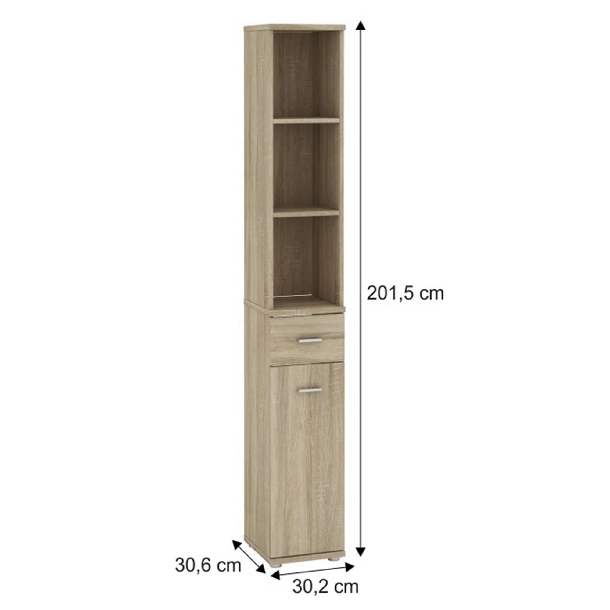 Dulap MARIO NEW TYP B+C, stejar sonoma, PAL melaminat, cu o usa si un sertar, 30x31x201 cm