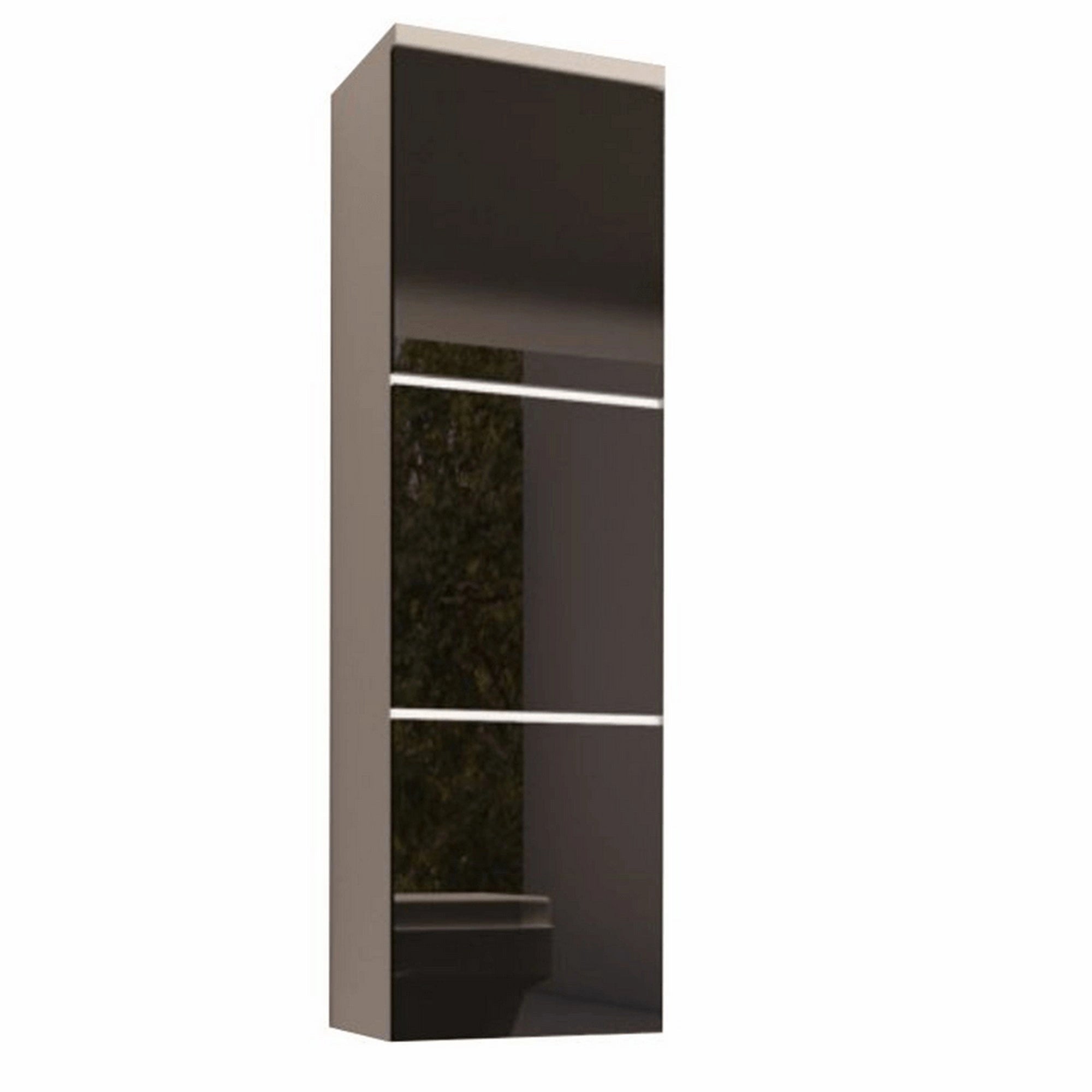 Dulap MASON BL 11, negru lucios/alb, DTD laminat, cu 3 usi si iluminare LED, 30x31x110 cm