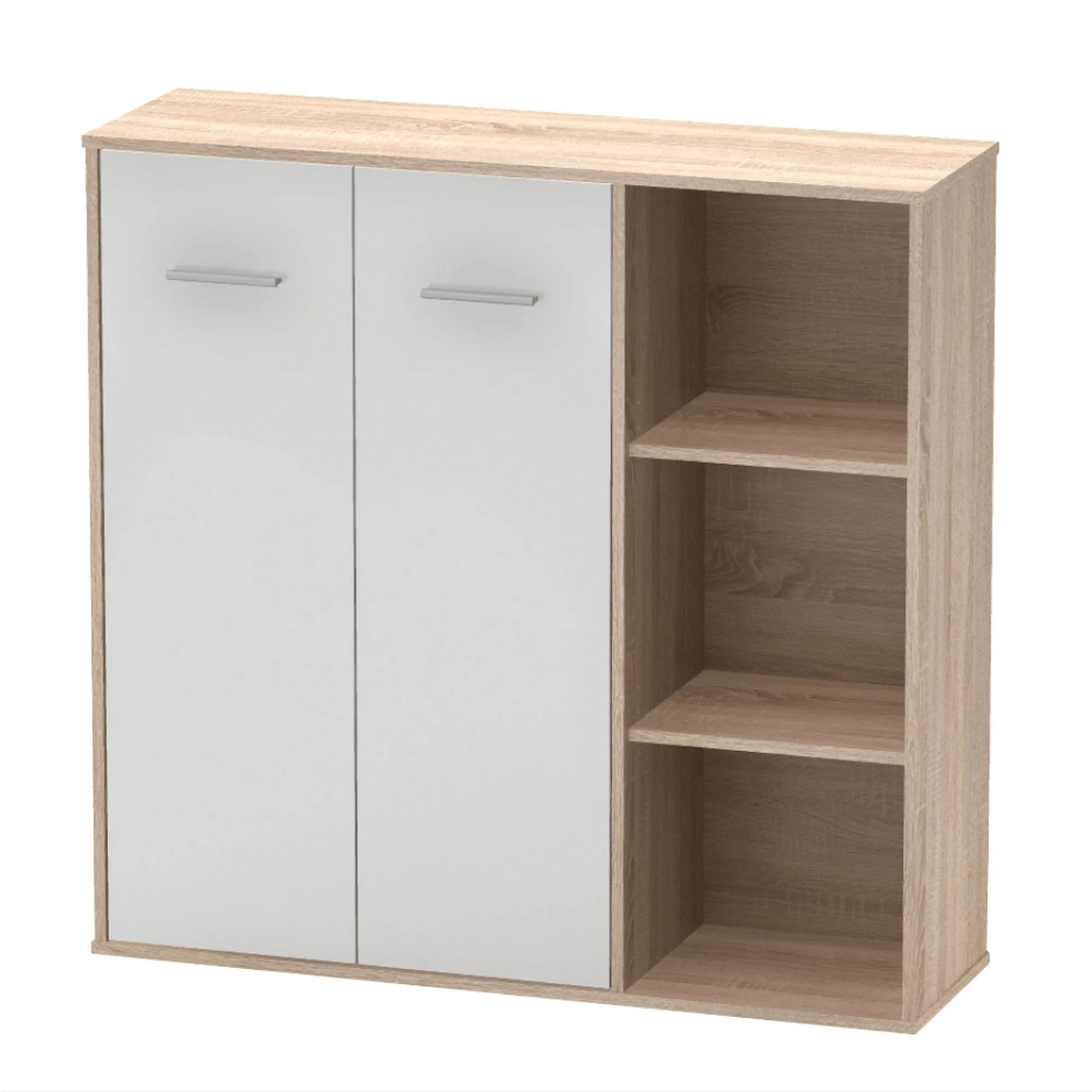 Dulap MAURUS NEW MA32, stejar sonoma/alb, PAL melaminat, cu 2 usi, 111x34x108 cm