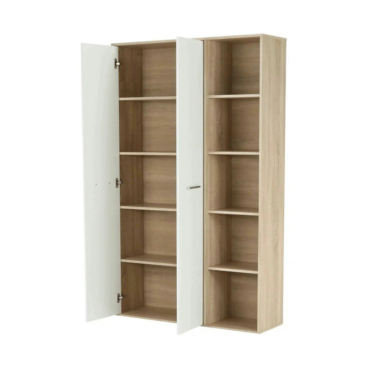 Dulap MAURUS NEW MA52, stejar sonoma/alb, PAL melaminat, cu 2 usi, 111x34x181 cm