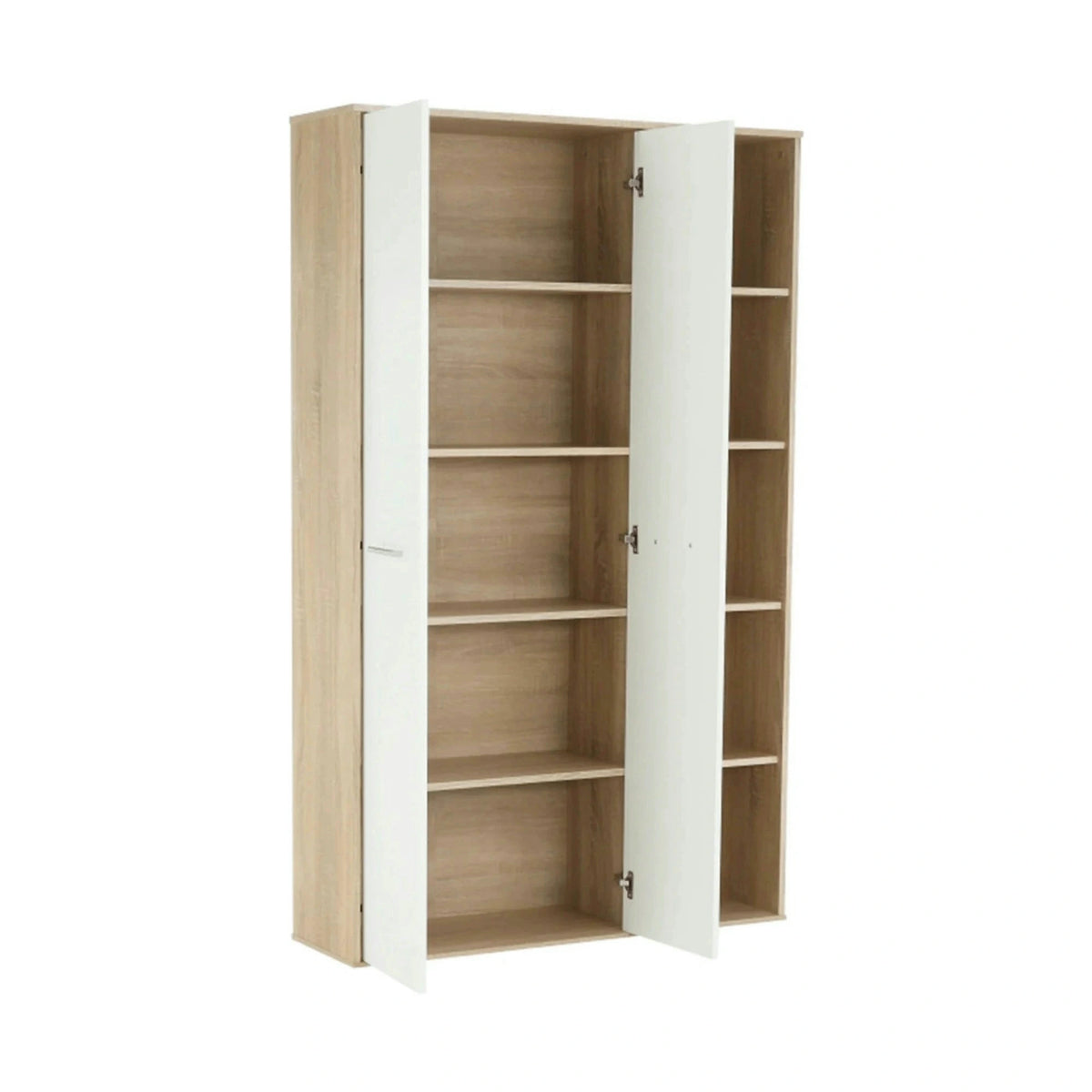 Dulap MAURUS NEW MA52, stejar sonoma/alb, PAL melaminat, cu 2 usi, 111x34x181 cm