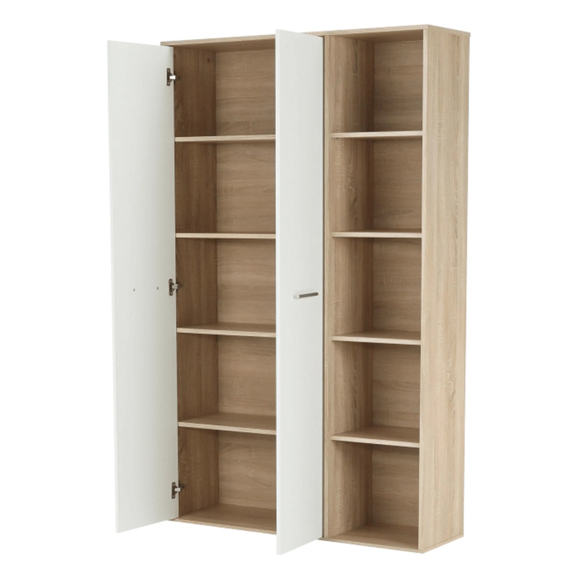 Dulap MAURUS NEW MA52, stejar sonoma/alb, PAL melaminat, cu 2 usi, 111x34x181 cm