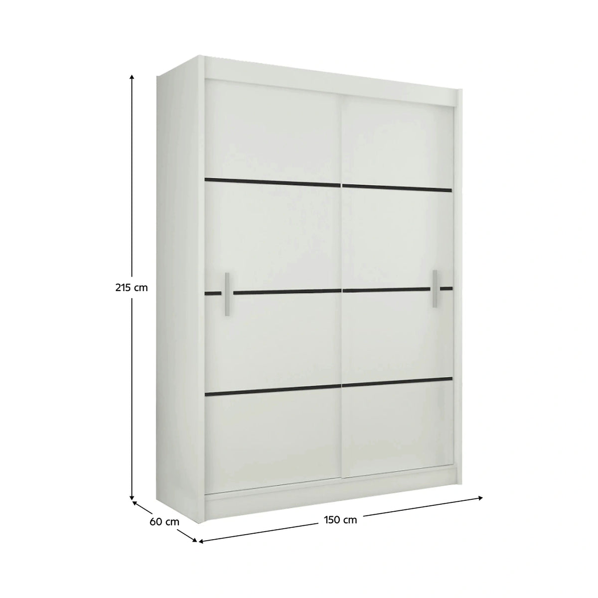 Dulap MERINA, alb/negru, PAL melaminat, cu 2 usi, 150x60x215 cm
