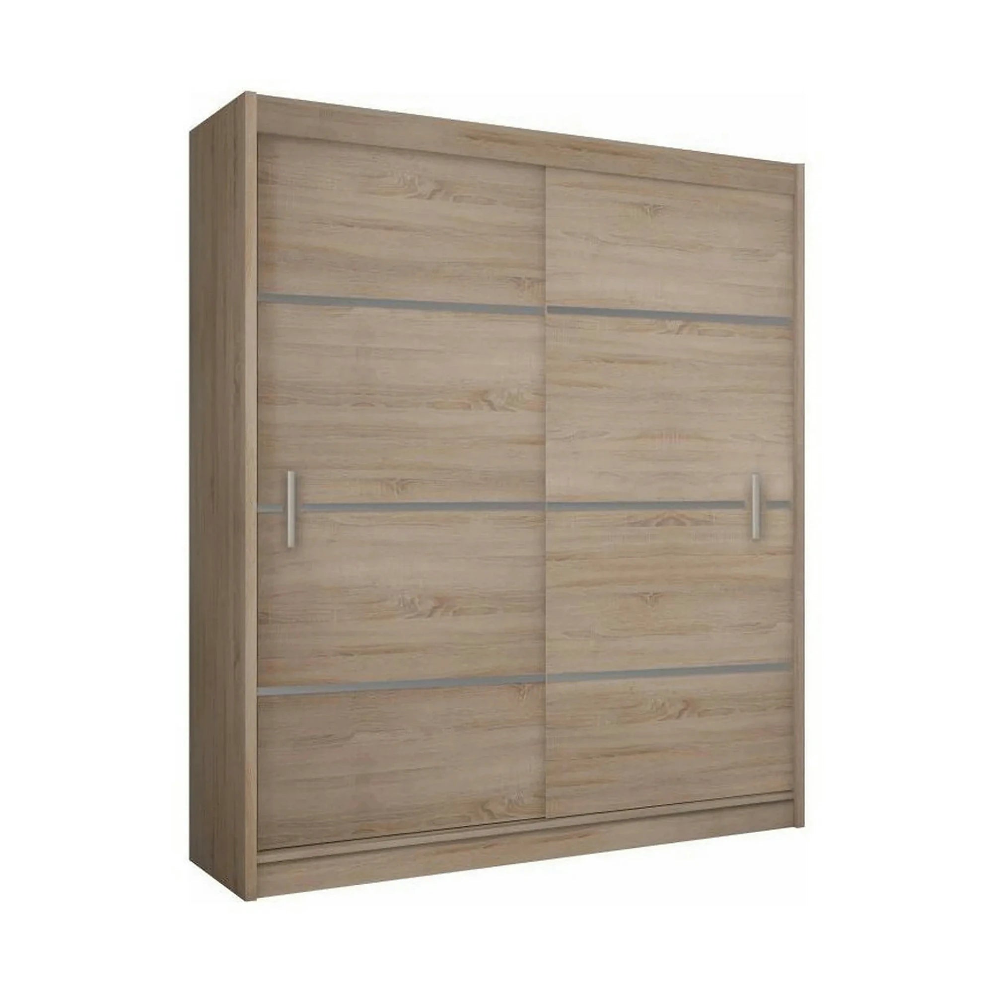 Dulap MERINA, PAL, stejar sonoma/gri, PAL melaminat, cu 2 usi, 150x60x215 cm