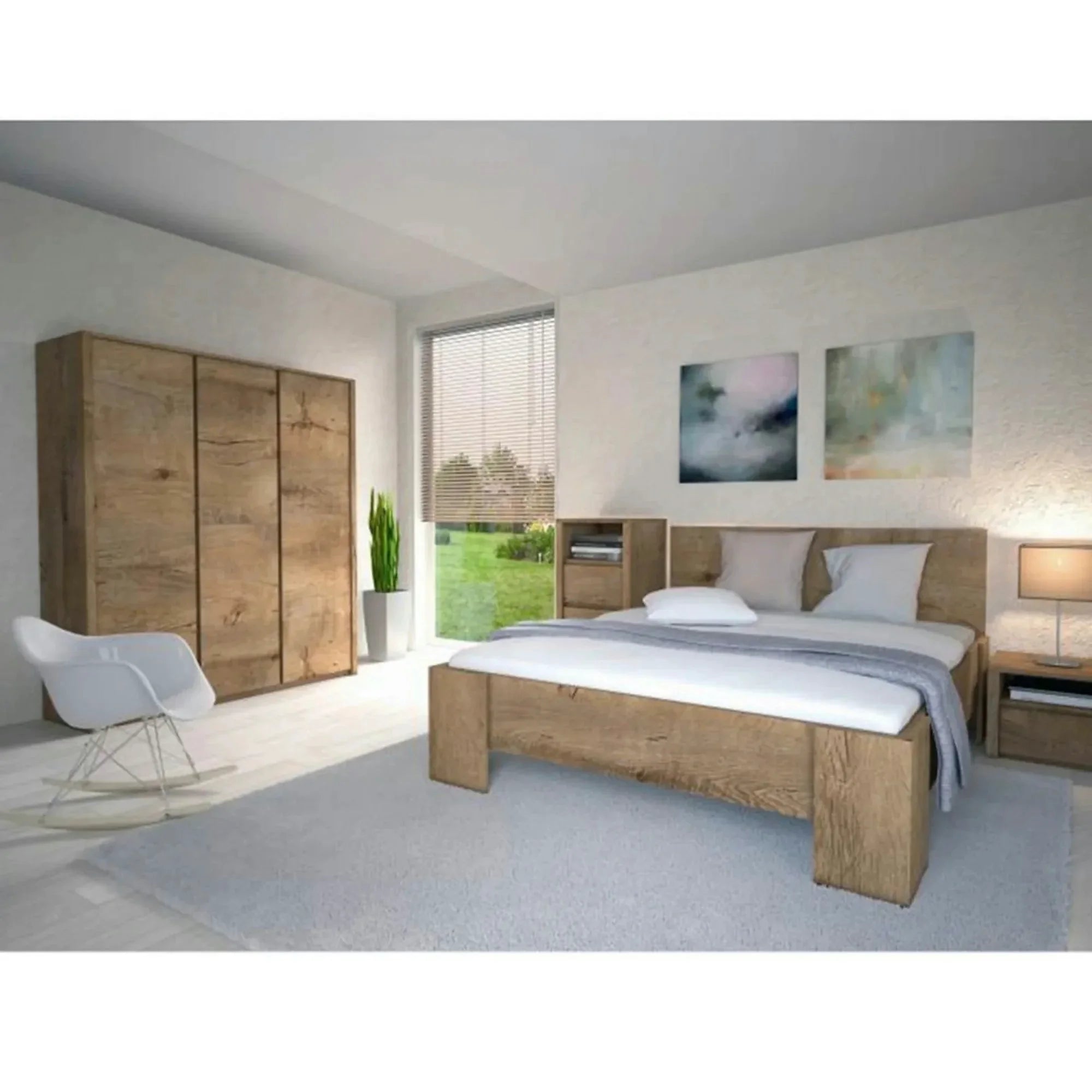 Dulap MONTANA S3D, stejar lefkas inchis, PAL melaminat, cu 3 usi, 166x53x197 cm