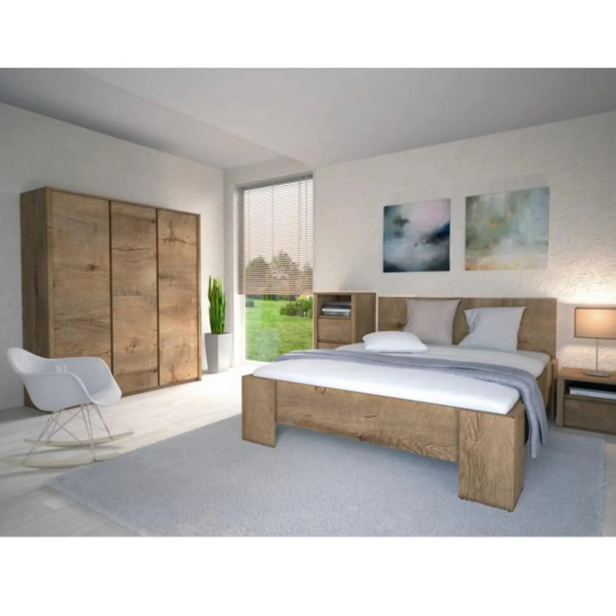 Dulap MONTANA S3D, stejar lefkas inchis, PAL melaminat, cu 3 usi, 166x53x197 cm