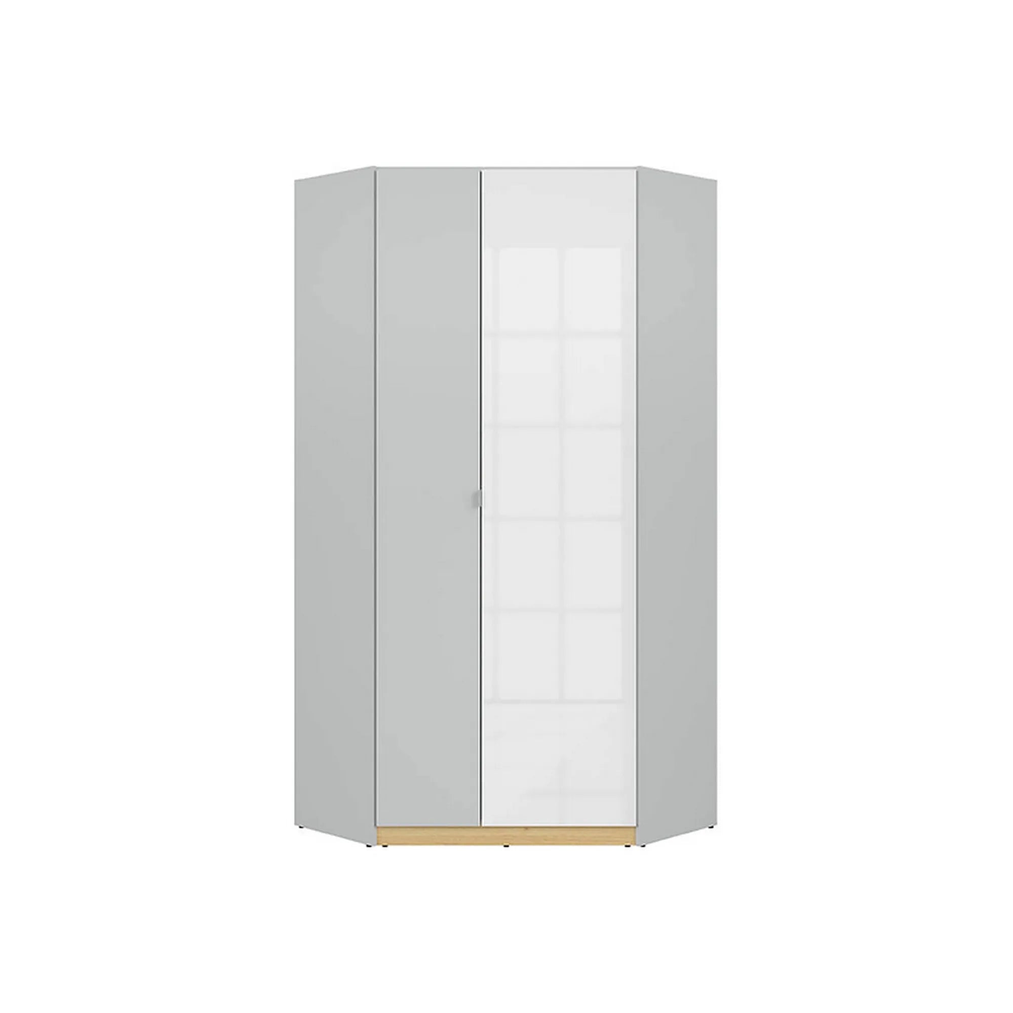 Dulap NANDU, gri deschis/ alb lucios, PAL, cu 2 usi, 93x93x201 cm