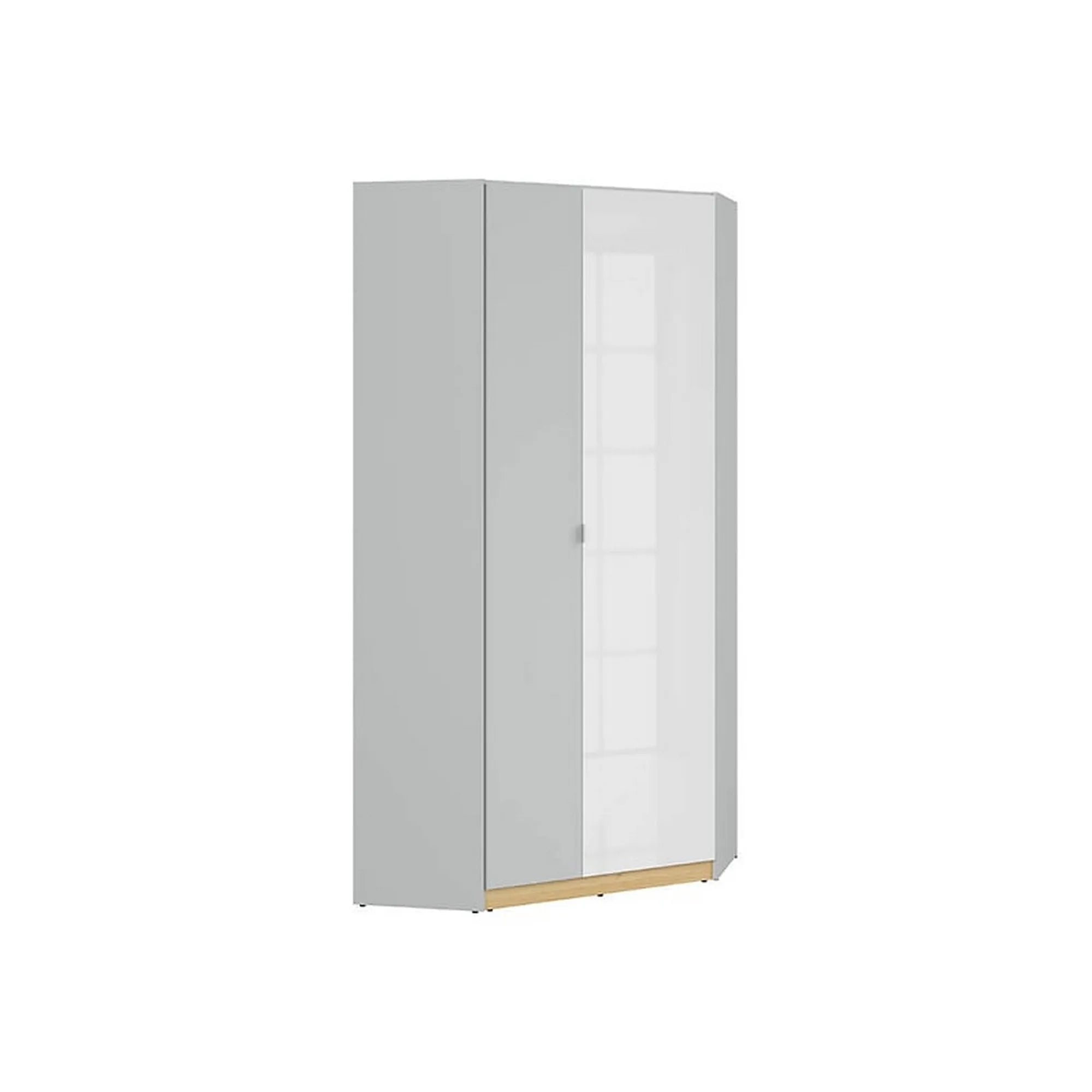 Dulap NANDU, gri deschis/ alb lucios, PAL, cu 2 usi, 93x93x201 cm