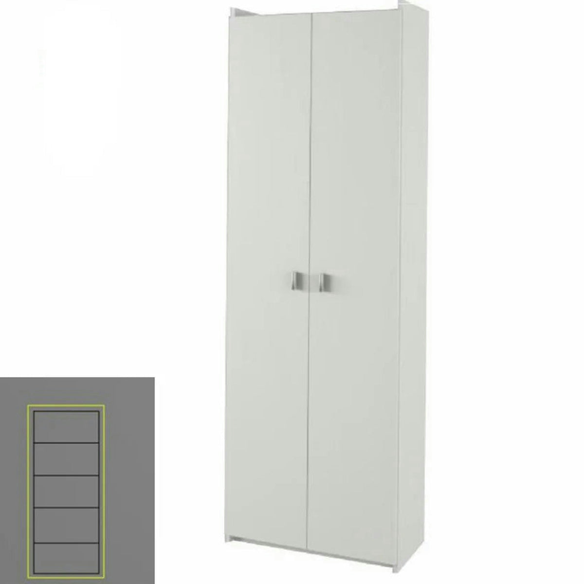 Dulap NATALI TYP 2, alb, PAL melaminat, cu 2 usi, 64x32x190 cm