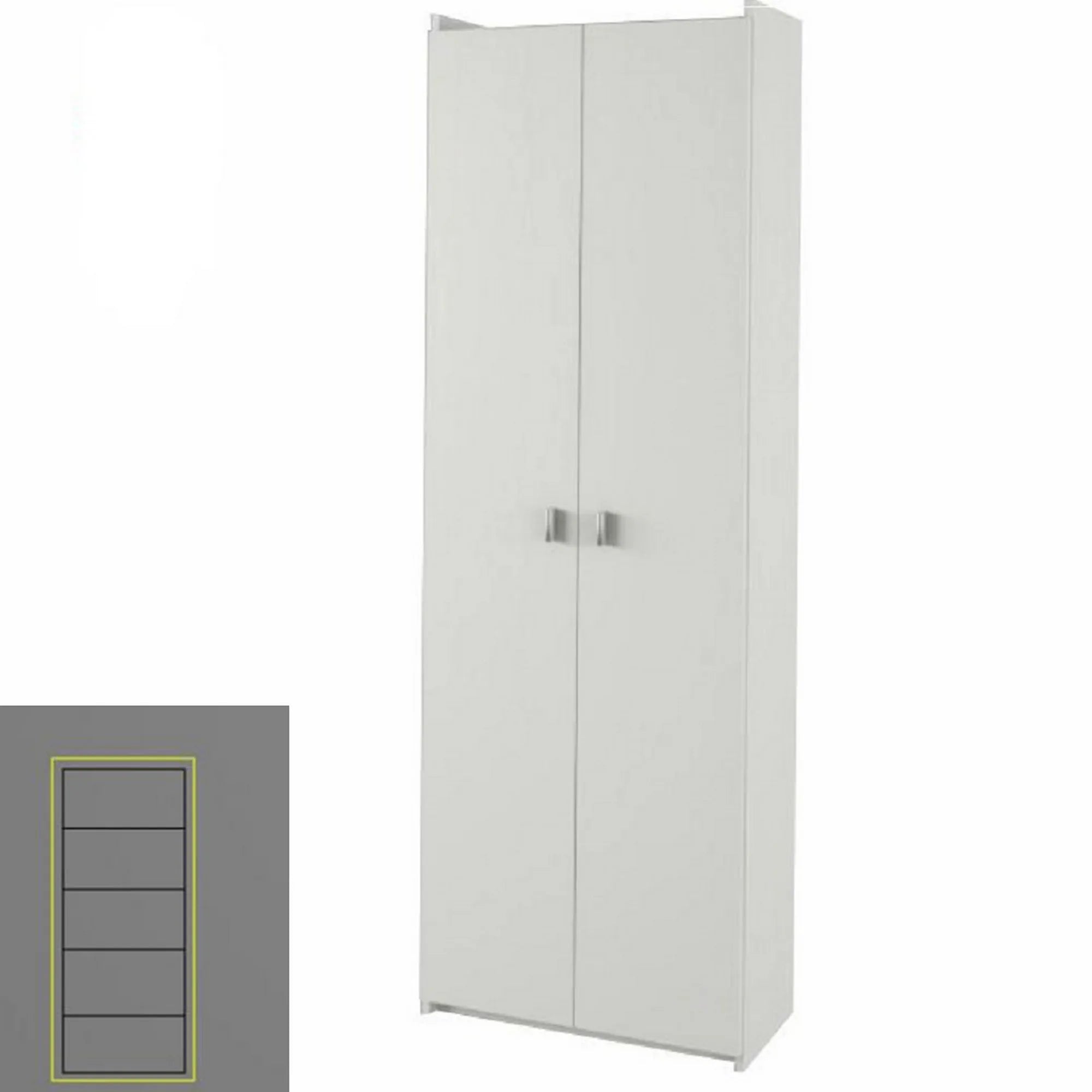 Dulap NATALI TYP 2, alb, PAL melaminat, cu 2 usi, 64x32x190 cm