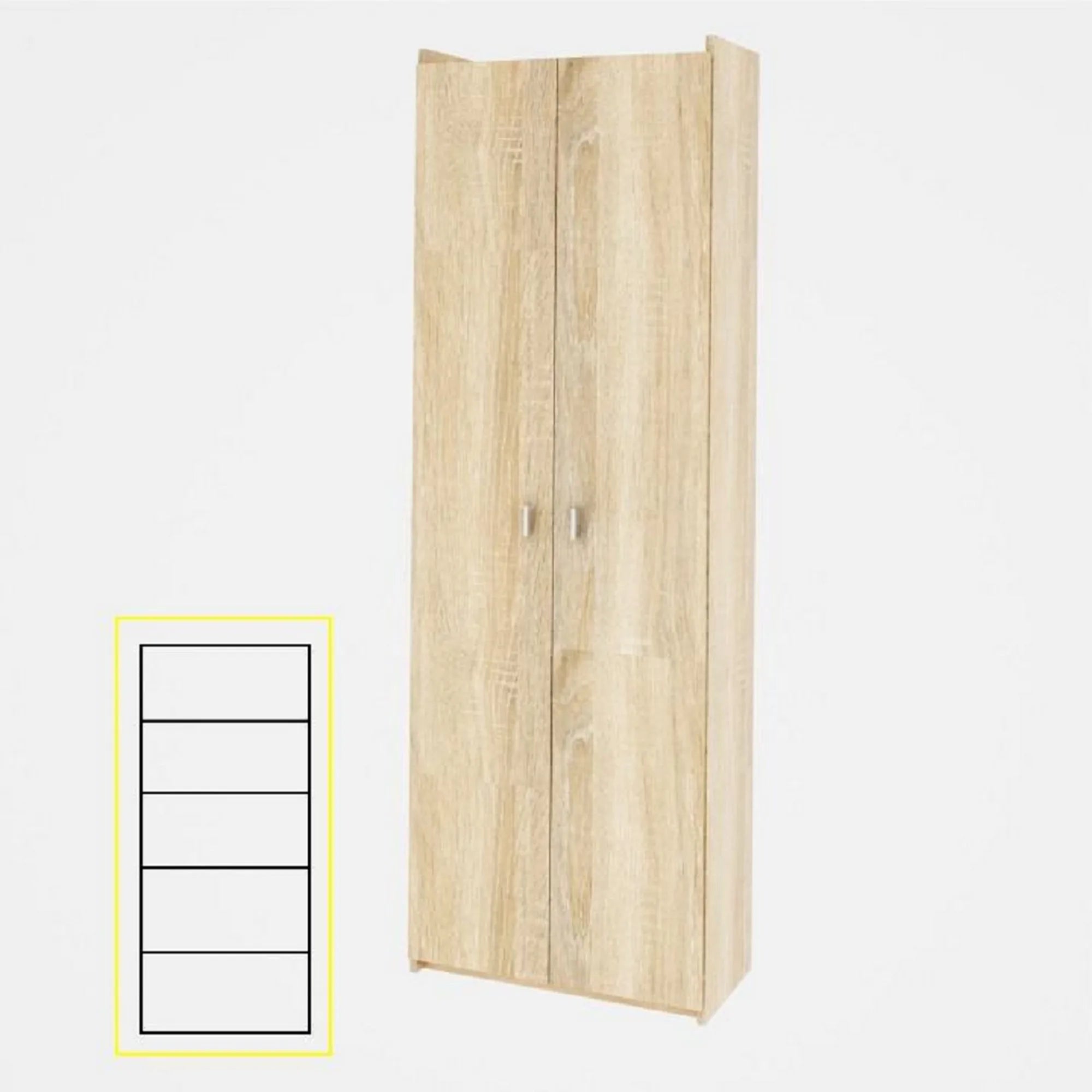Dulap NATALI TYP 2, stejar sonoma, PAL melaminat, cu 2 usi, 64x32x190 cm