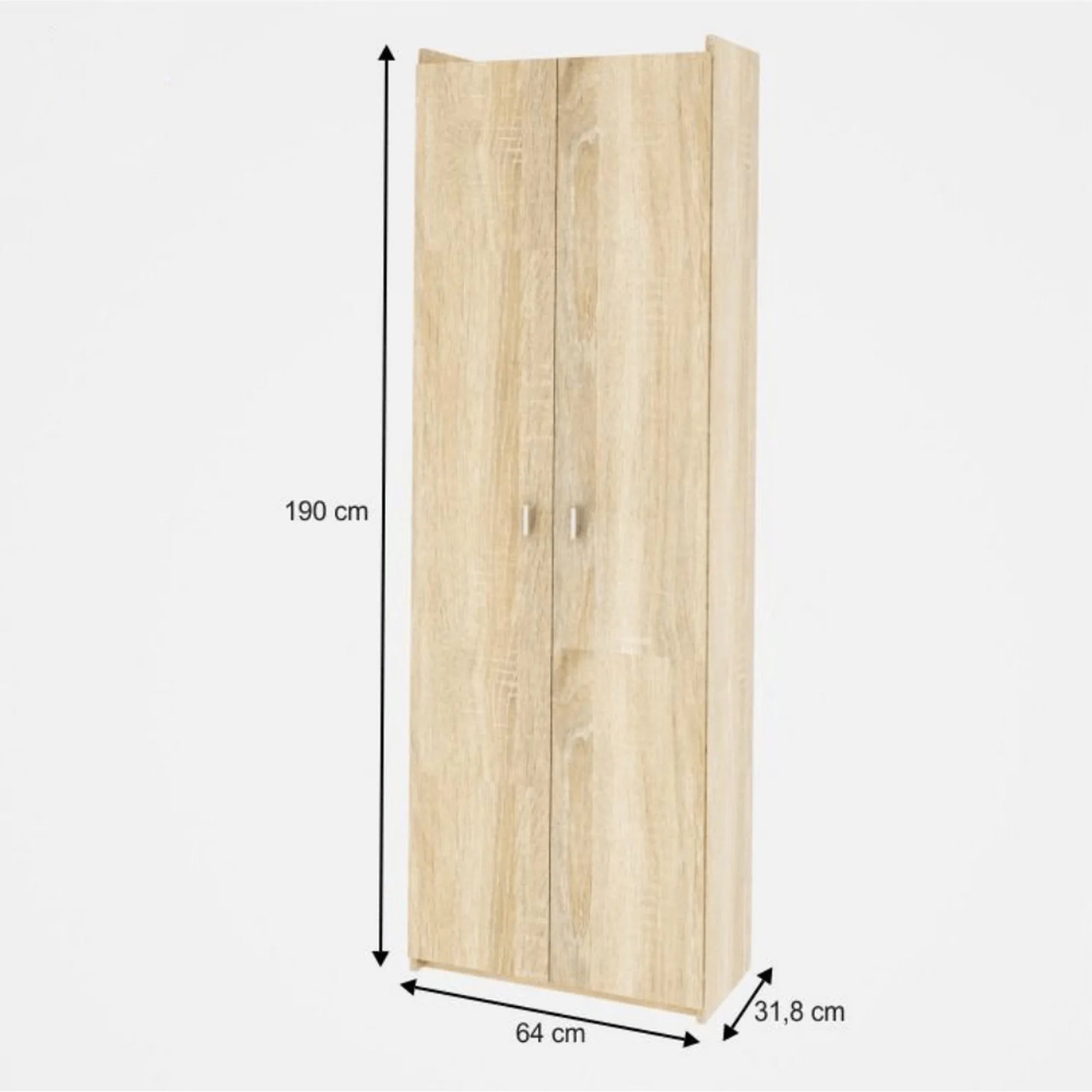 Dulap NATALI TYP 2, stejar sonoma, PAL melaminat, cu 2 usi, 64x32x190 cm