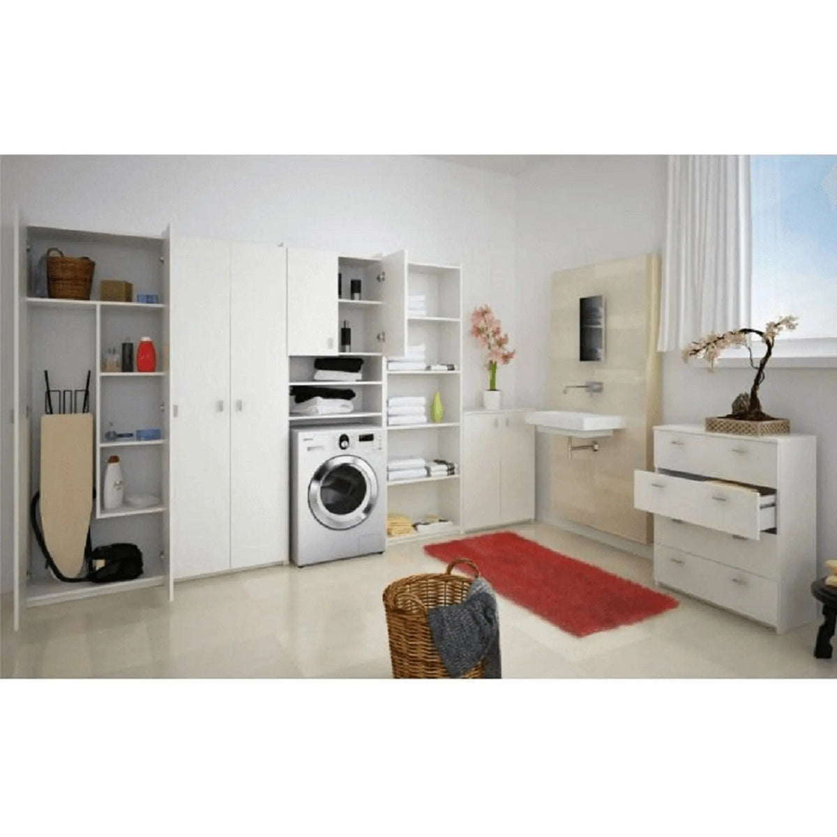 Dulap NATALI TYP 6, alb, PAL melaminat, cu 2 usi, 64x32x190 cm