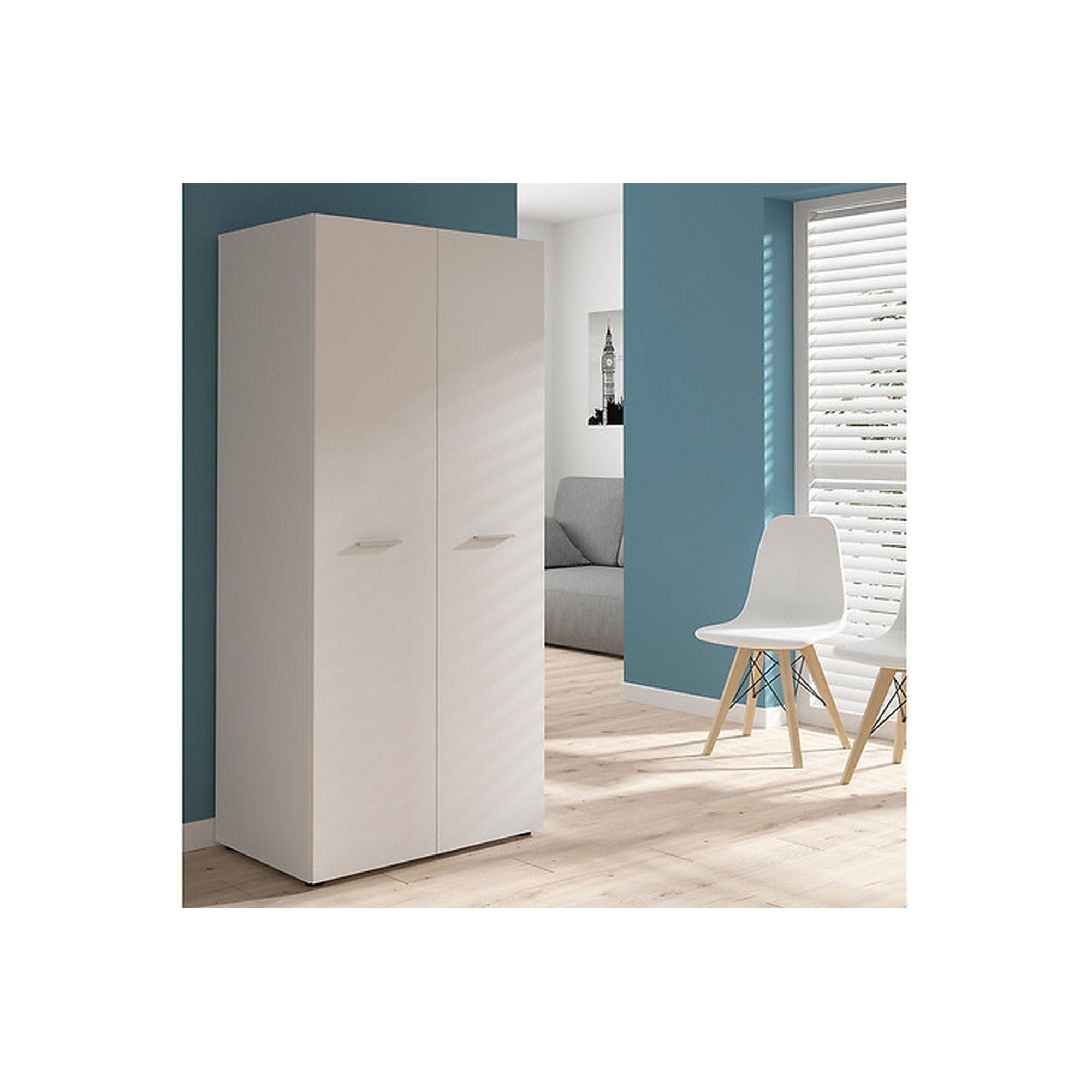 Dulap NENO, alb, PAL, cu 2 usi, 81x54x179 cm