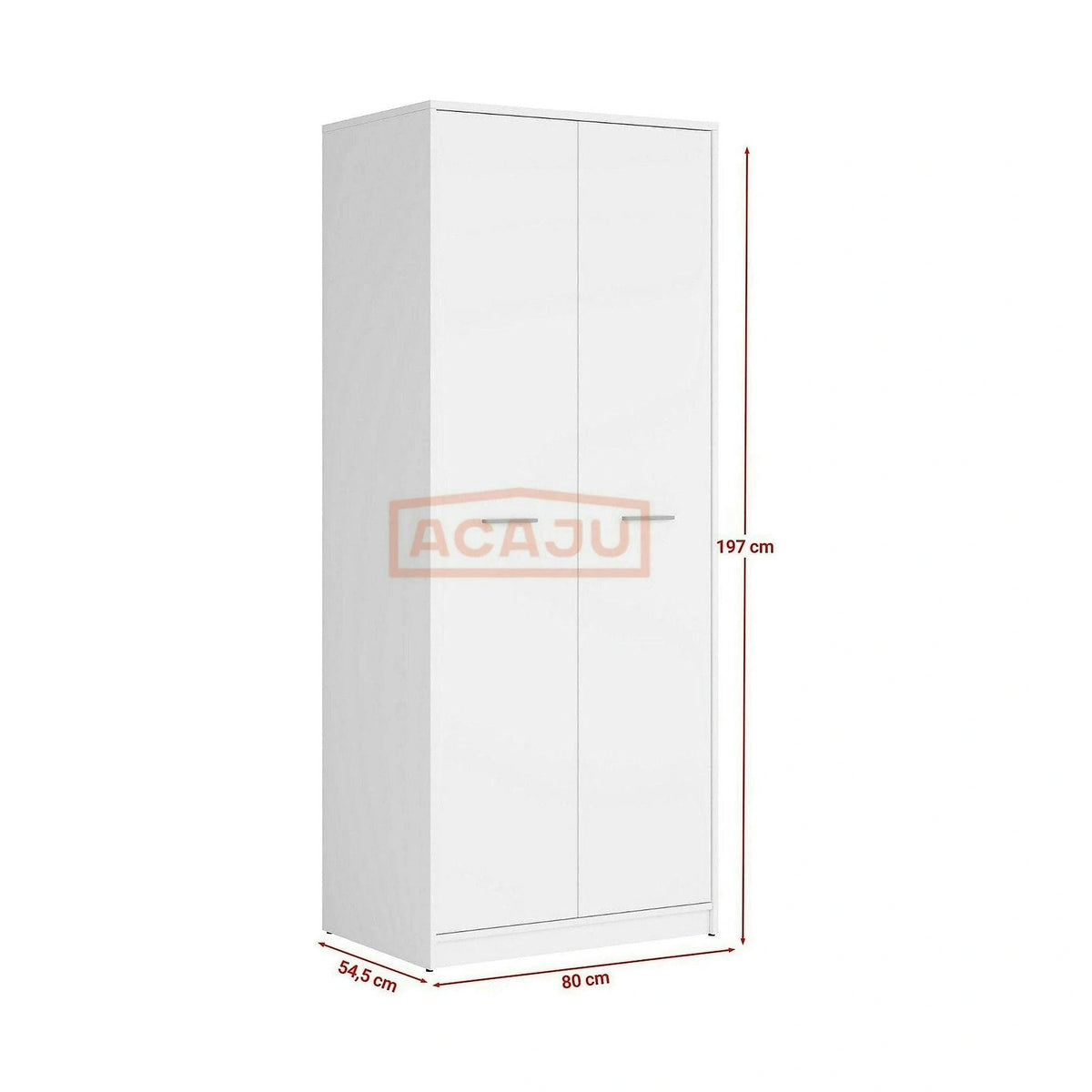 Dulap NEPO PLUS, alb, PAL laminat, cu 2 usi, 80x55x197 cm