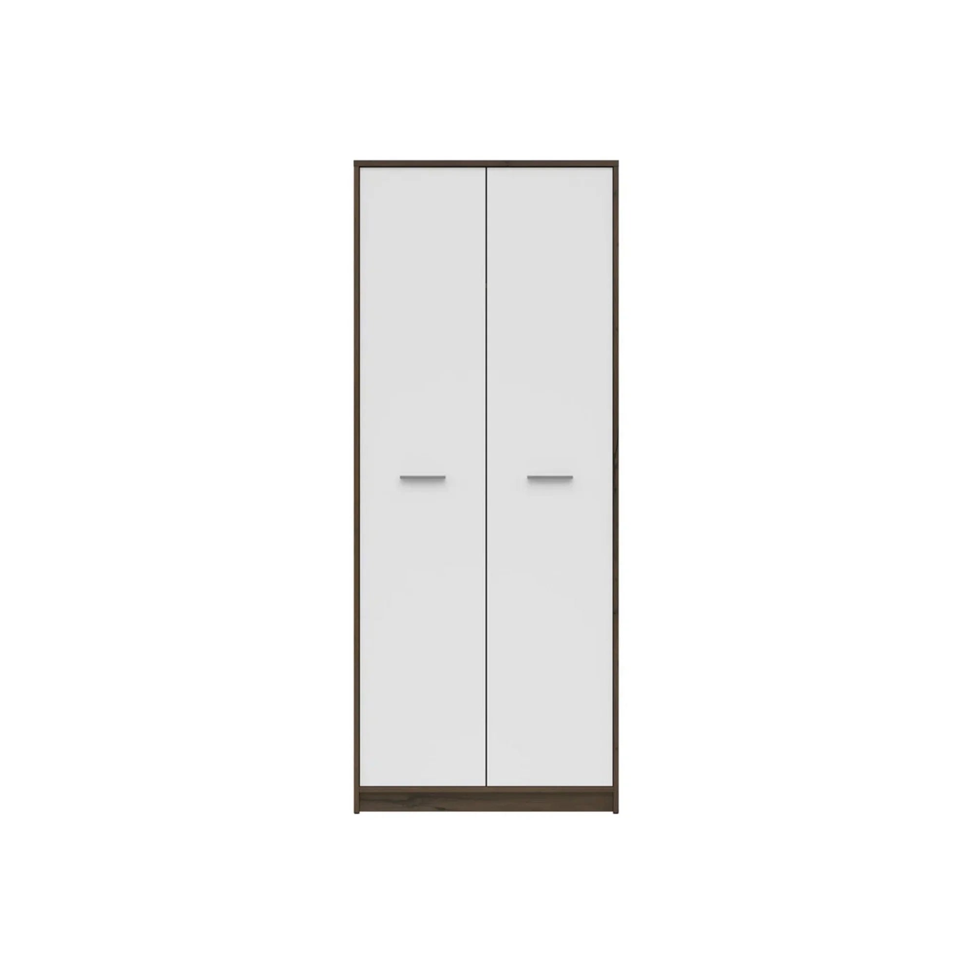 Dulap NEPO PLUS, alb/stejar, PAL laminat, cu 2 usi, 80x55x197 cm
