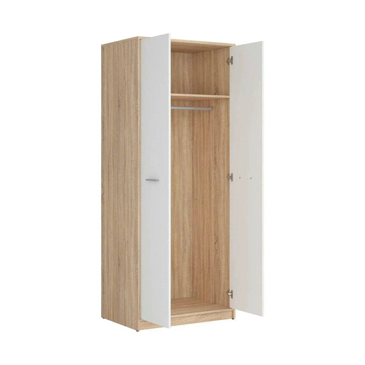 Dulap NEPO PLUS, alb/stejar sonoma, PAL, cu 2 usi, 80x55x197 cm