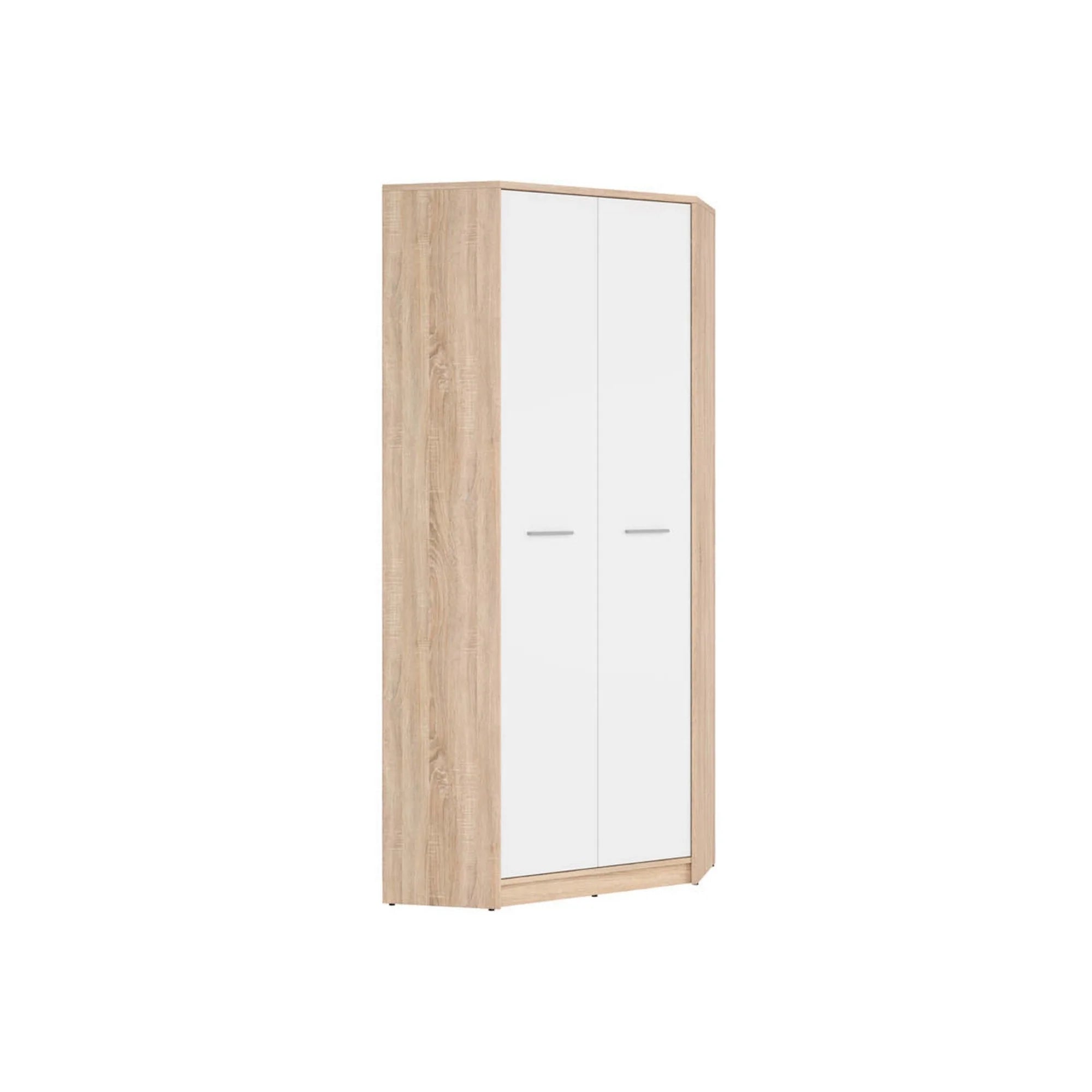 Dulap NEPO PLUS, alb/stejar sonoma, PAL laminat, cu 2 usi, 80x80x197 cm