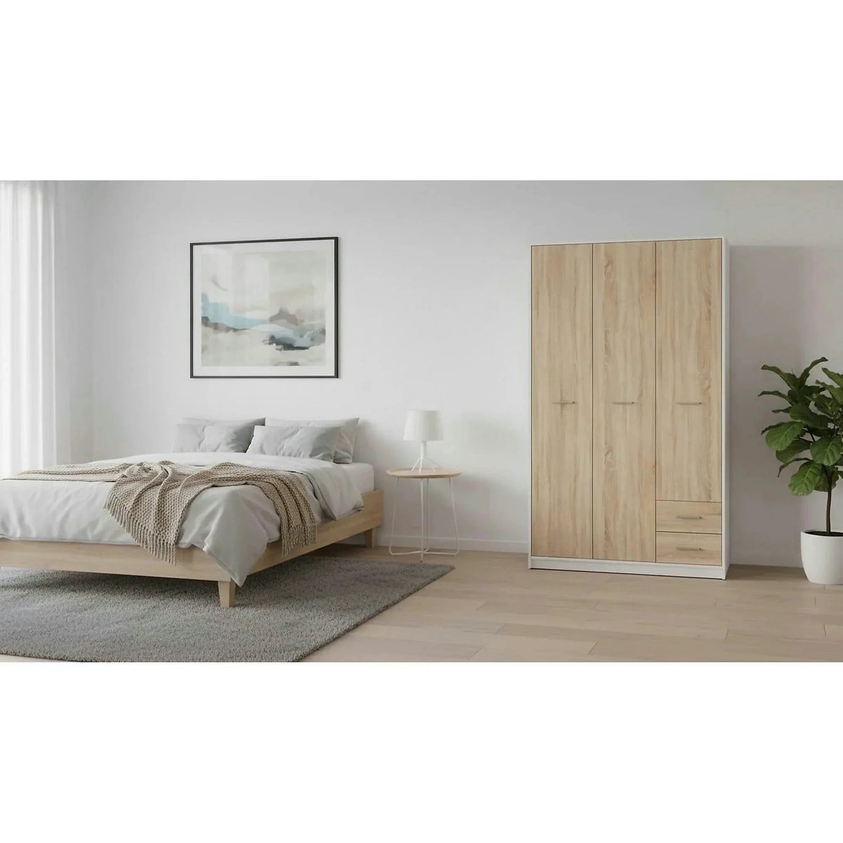 Dulap NEPO PLUS, stejar sonoma/alb, PAL, 119x55x197 cm