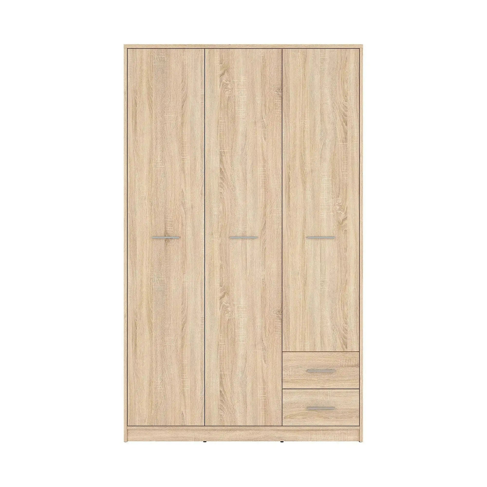 Dulap NEPO PLUS, stejar sonoma, PAL, cu 3 usi si 2 sertare, 119x55x197 cm
