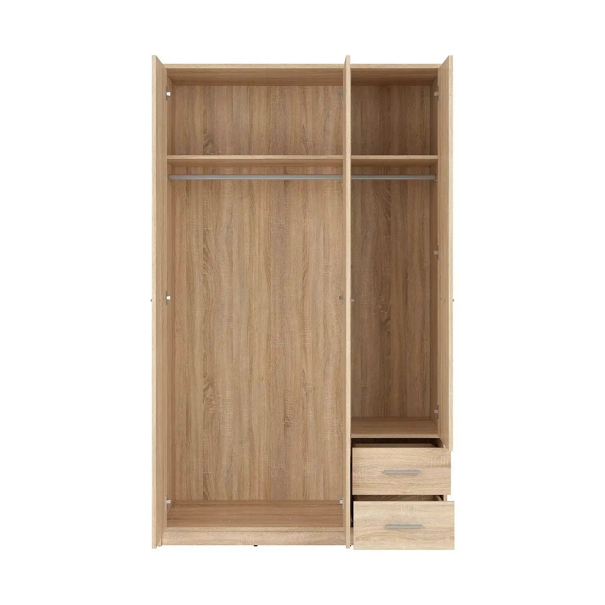 Dulap NEPO PLUS, stejar sonoma, PAL, cu 3 usi si 2 sertare, 119x55x197 cm