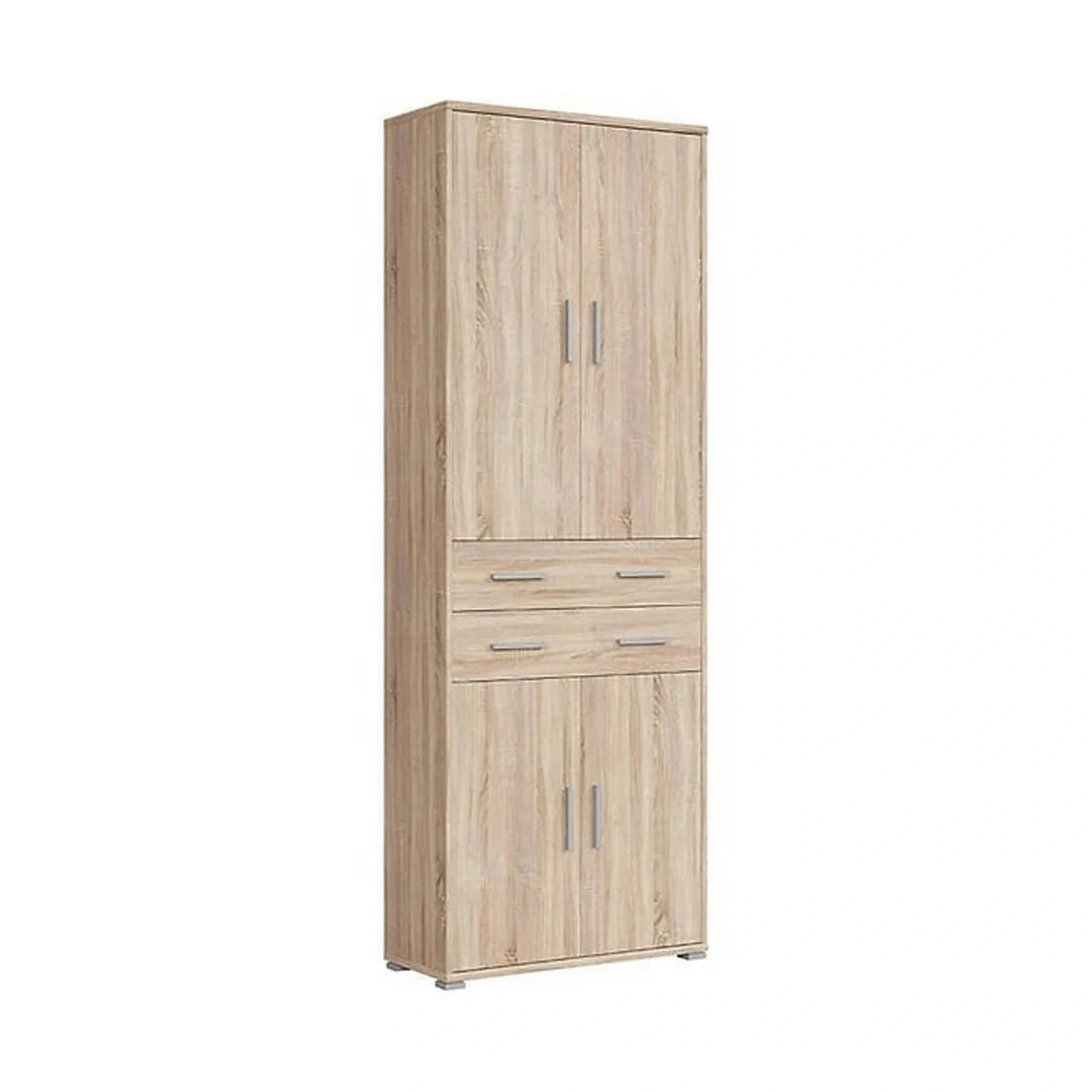 Dulap OFFICE, stejar sonoma, PAL laminat, cu 4 usi si 2 sertare, 79x35x221 cm