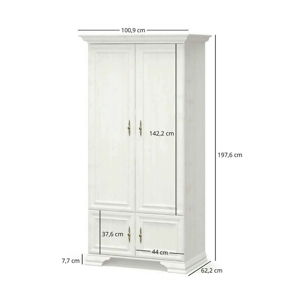 Dulap pin alb anderson IRYS, PAL laminat, cu 4 usi, 101x62x198 cm