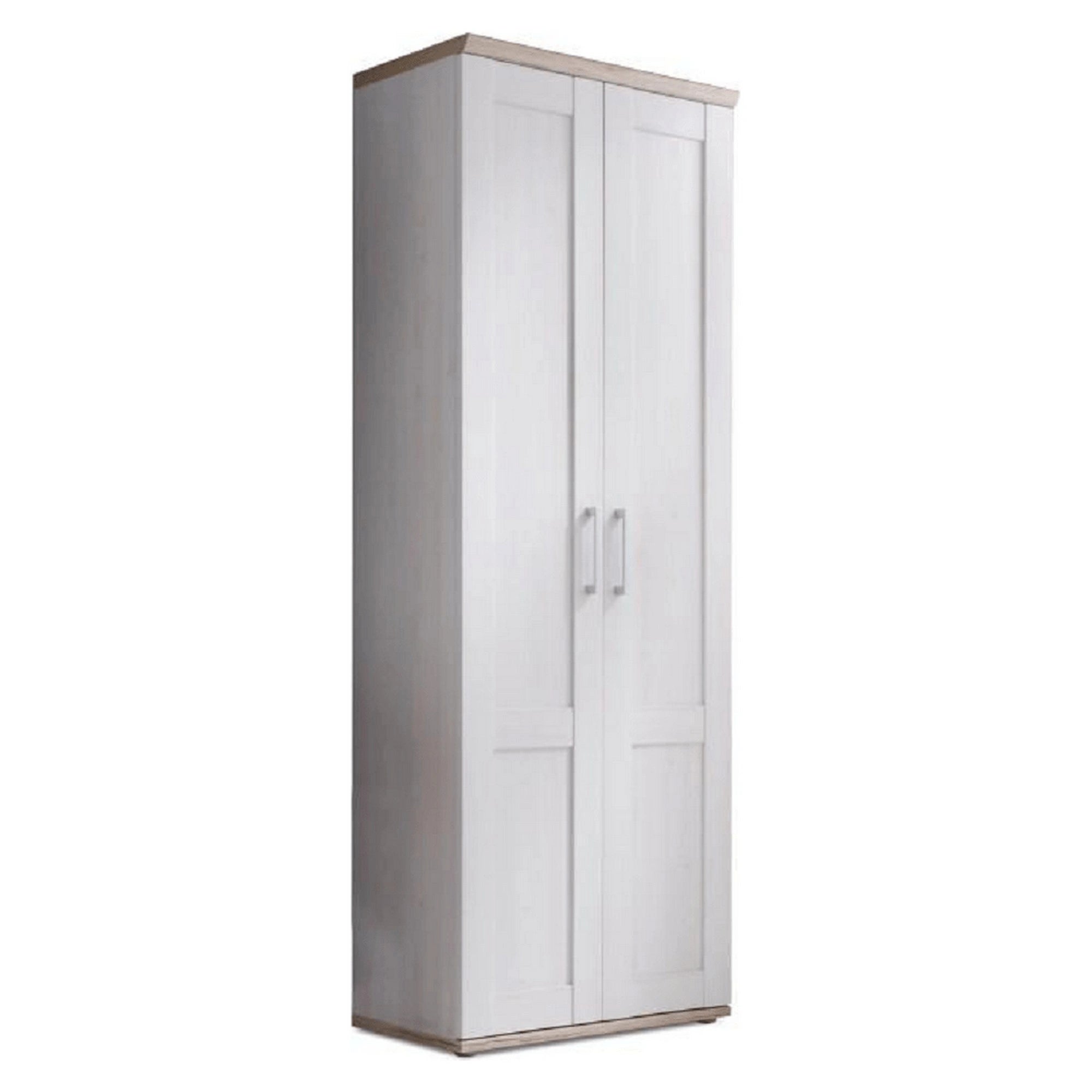 Dulap PROVENSAL, alb/stejar San Remo, DTD laminat, cu 2 usi, 76x39x201 cm