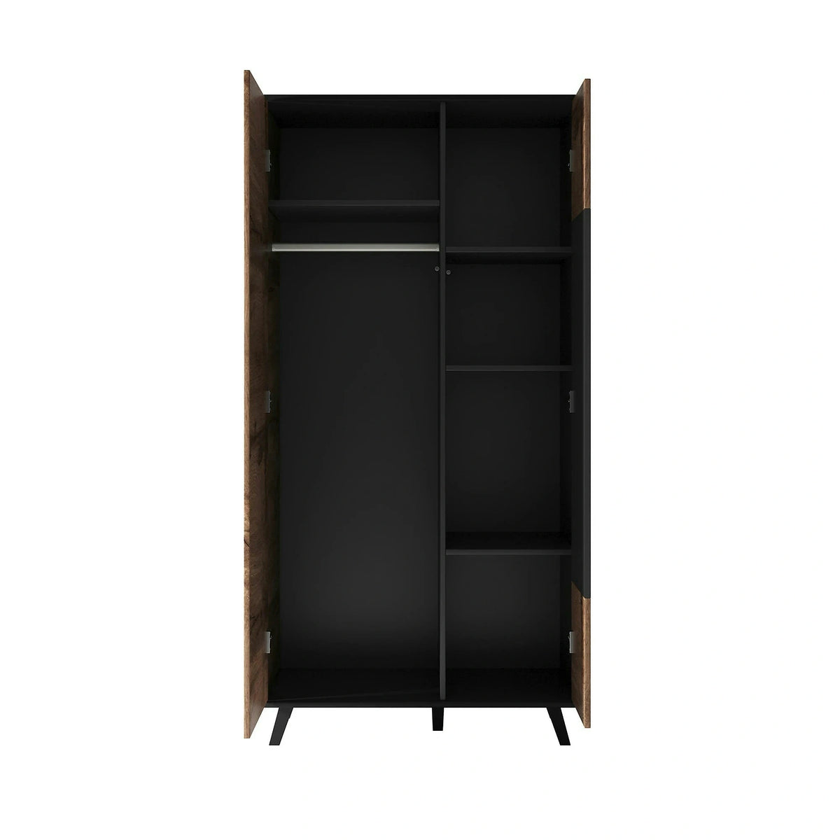 Dulap RANDOM, stejar wotan/negru, PAL furniruit, cu 2 usi, 90x55x182 cm