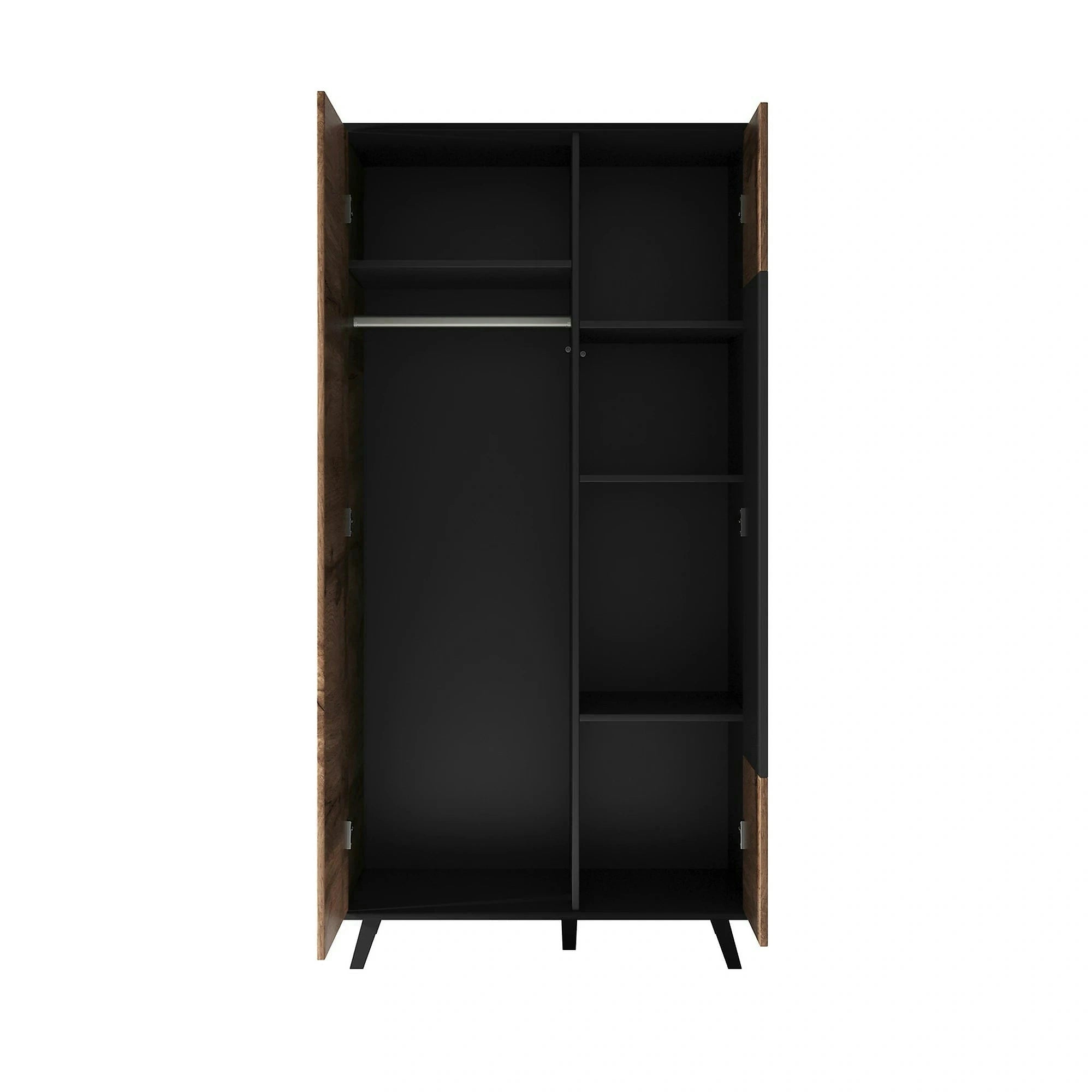 Dulap RANDOM, stejar wotan/negru, PAL furniruit, cu 2 usi, 90x55x182 cm