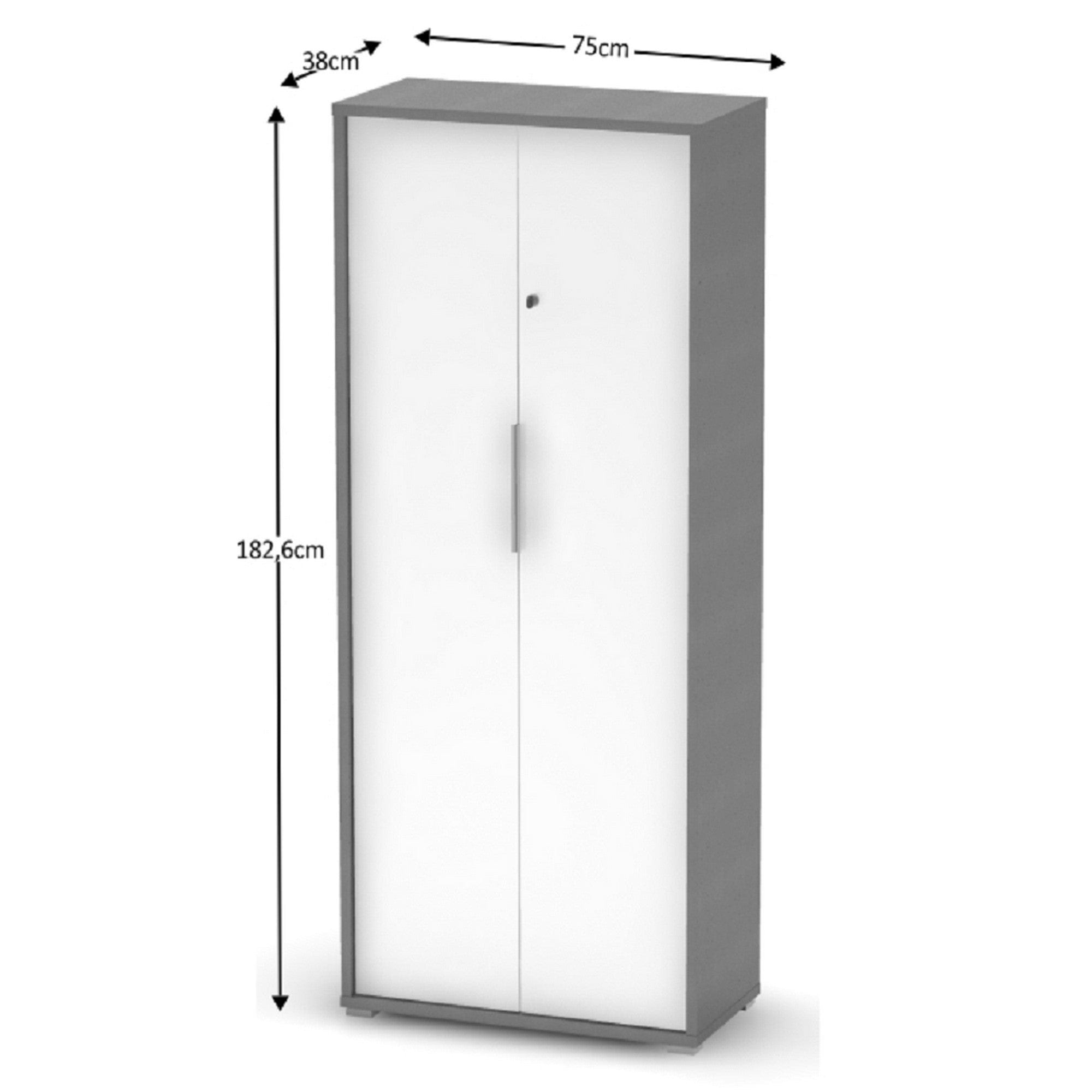 Dulap RIOMA NEW TIPUL 31, gri grafit/alb, DTD laminat, cu 2 usi, 75x38x183 cm