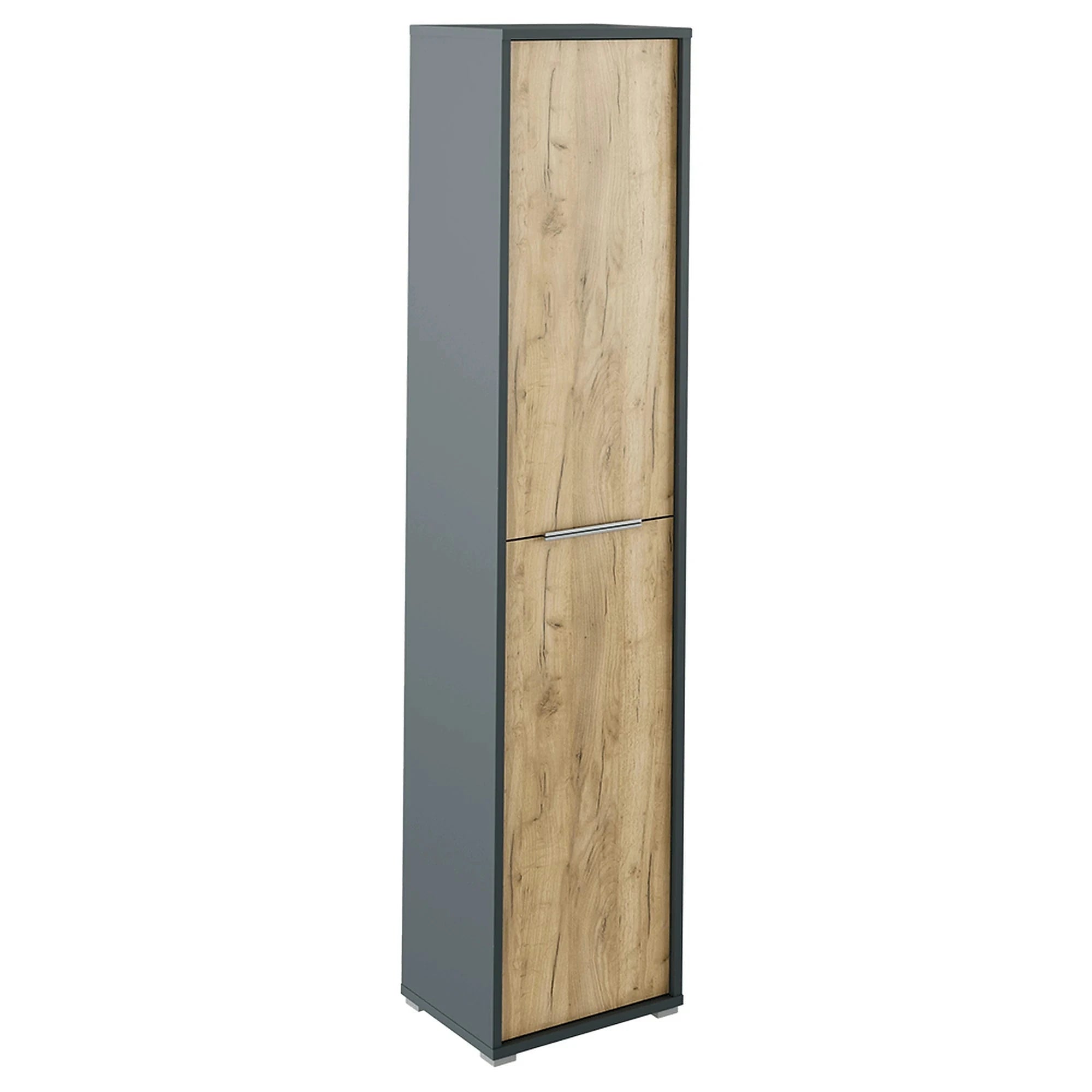 Dulap RIOMA NEW TYPE 06, gri grafit/stejar artisan, DTD laminat, cu 2 usi, 50x38x218 cm