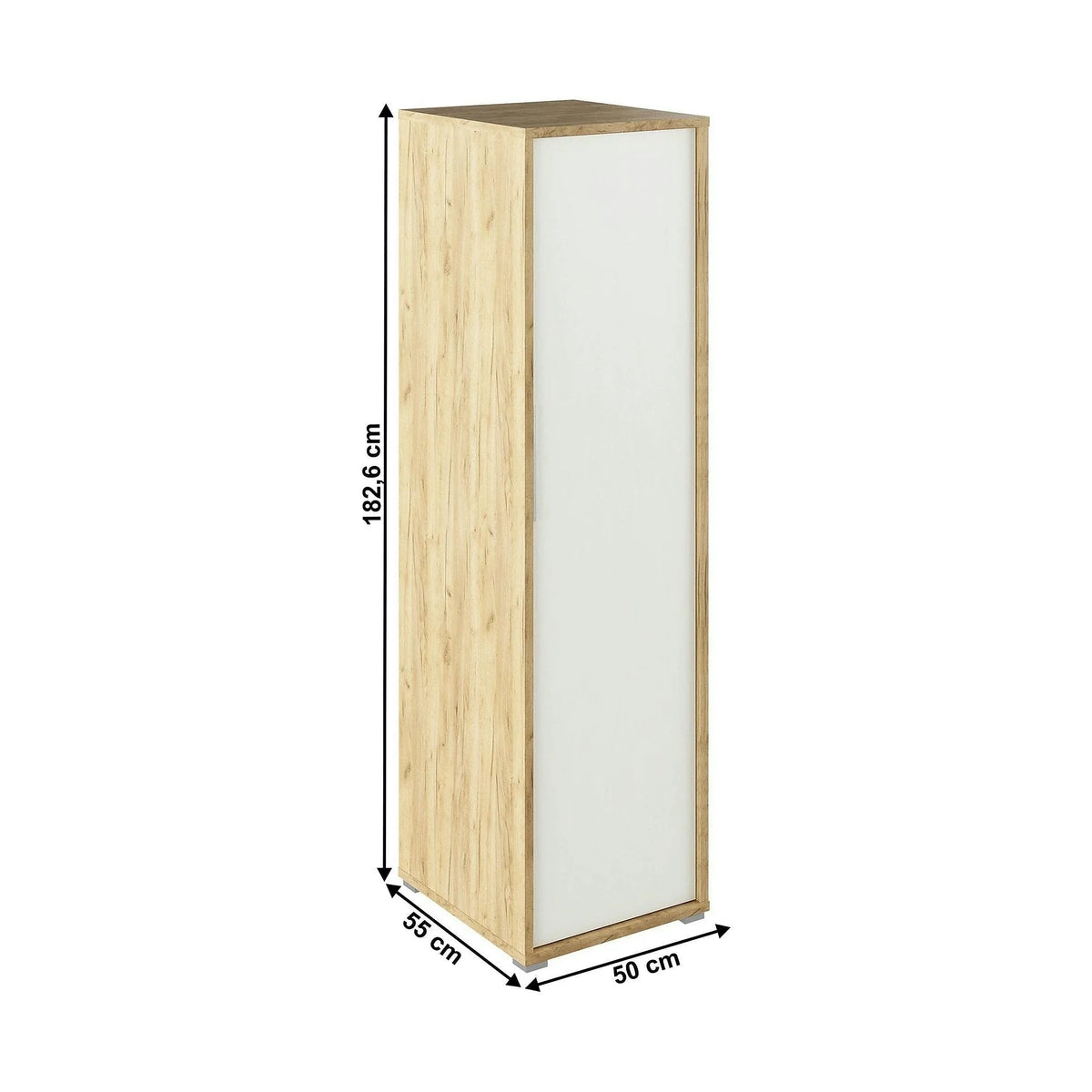 Dulap RIOMA TYP 20, stejar artisan/alb, DTD laminat, cu o usa, 50x55x183 cm