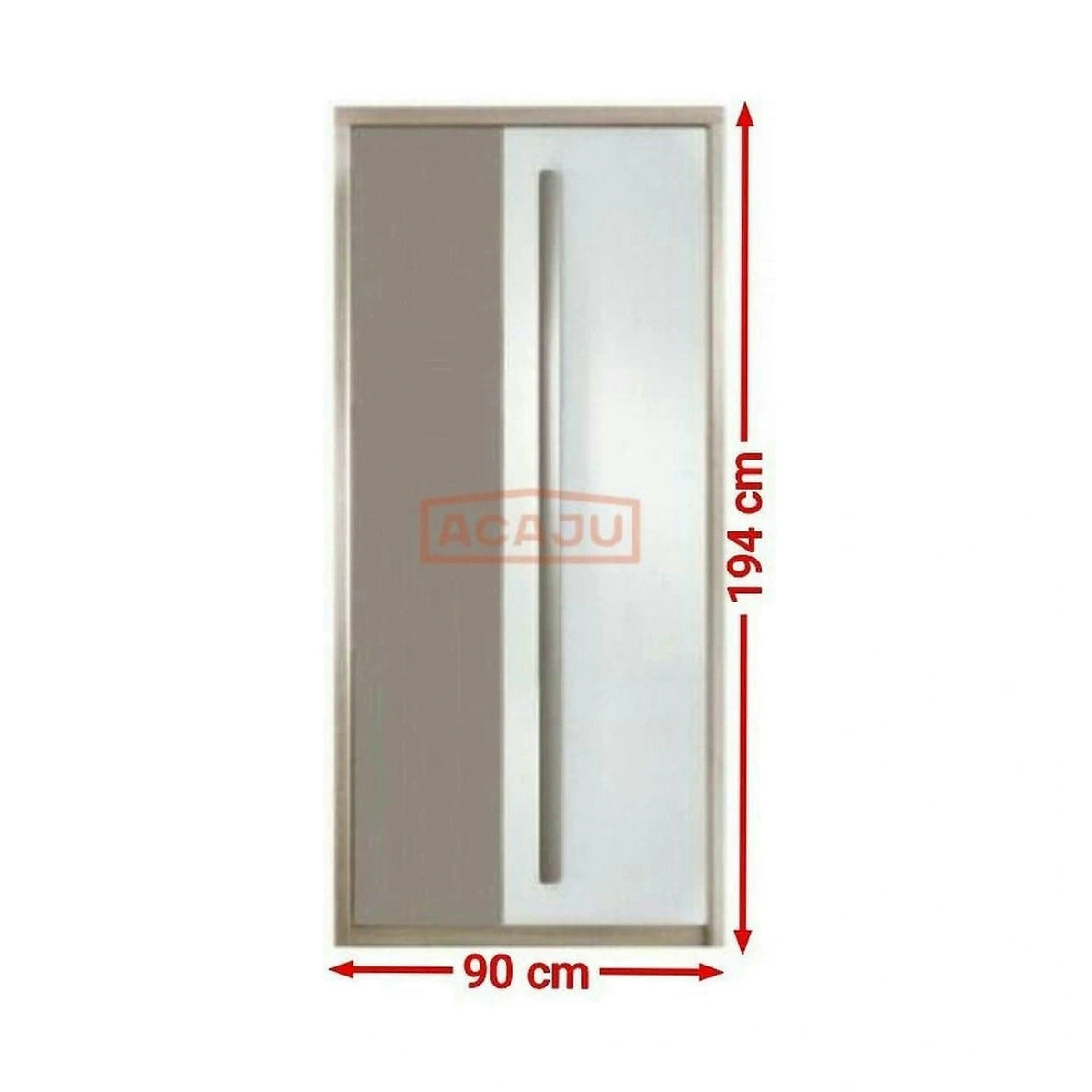 Dulap ROMA 1, stejar/alb lucios/gri mat, PAL laminat/insertii PVC, cu 2 usi, 90x53x194 cm