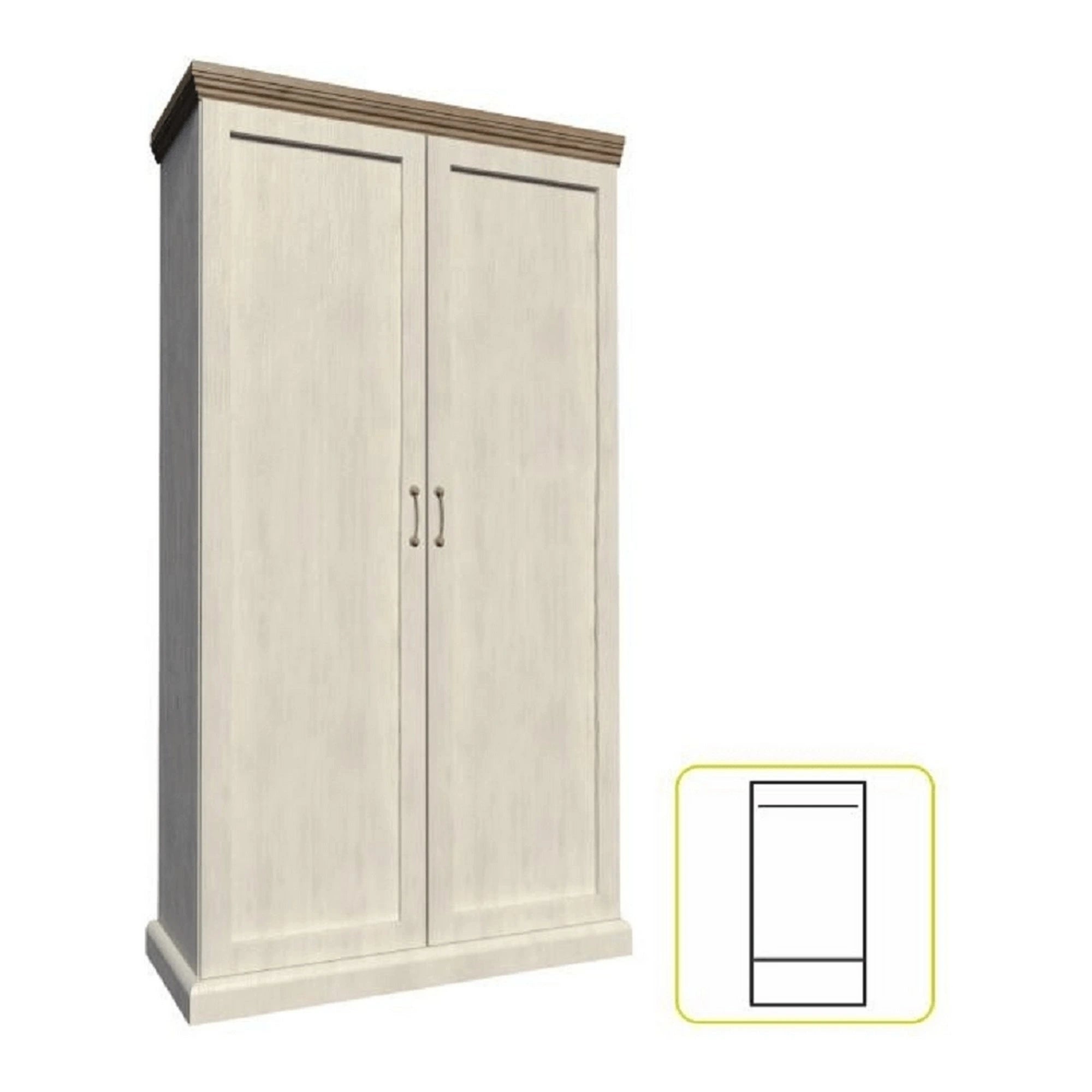 Dulap ROYAL S2D, pin nordic/stejar salbatic, PAL melaminat, cu 2 usi, 97x49x187 cm